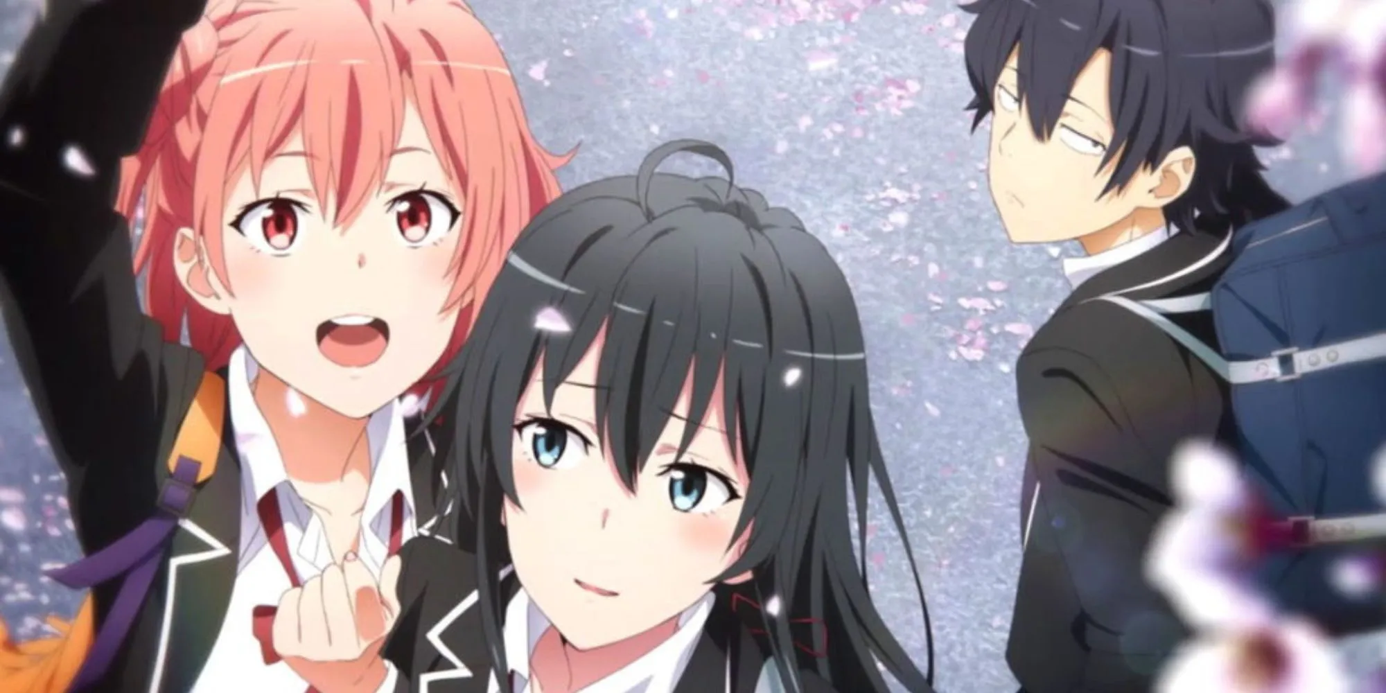 Ba nhân vật chính của My Teen Romantic Comedy SNAFU - Hachiman, Yukino và Yui - đứng cùng nhau