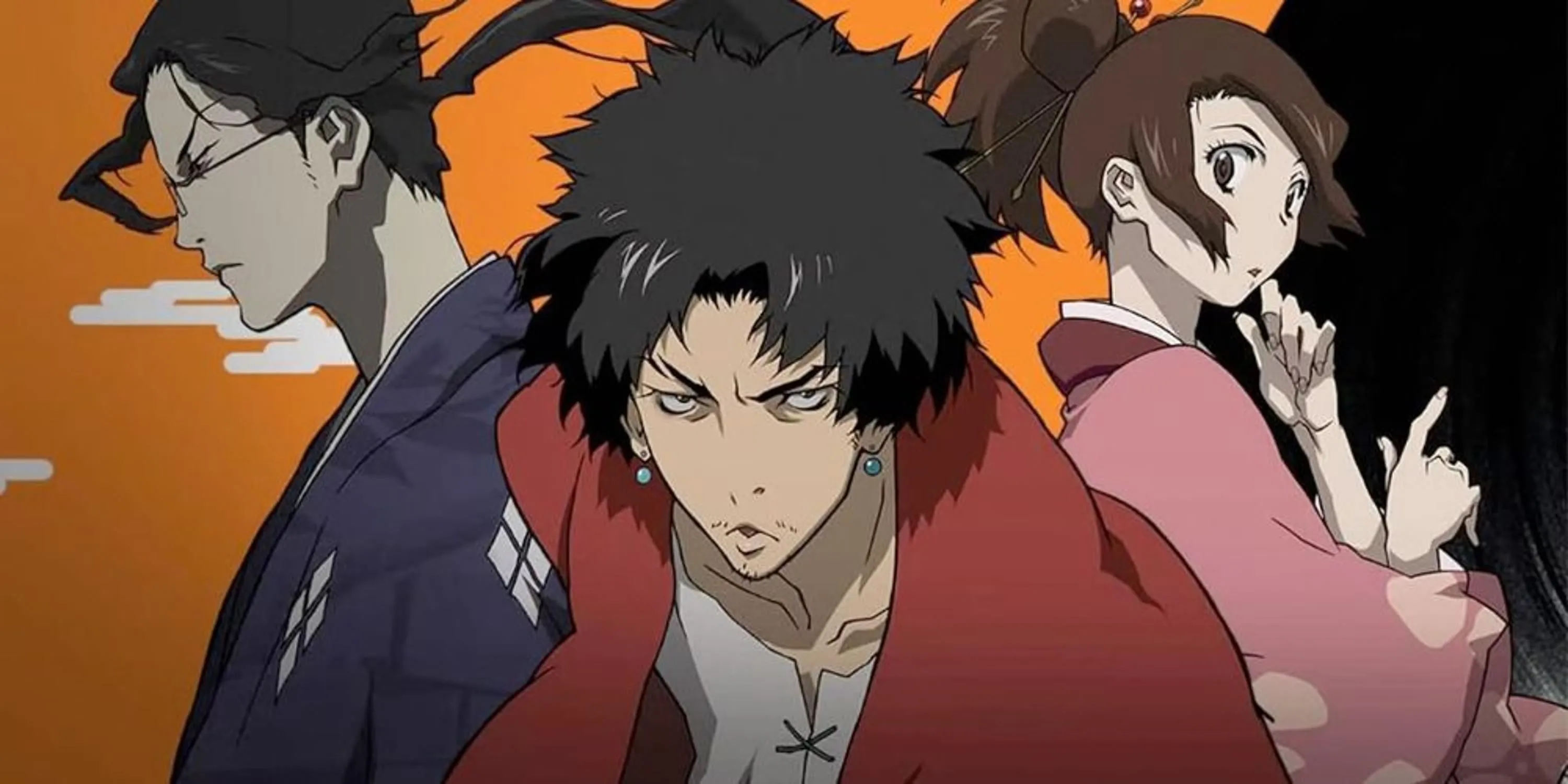 Ba nhân vật chính Mugen, Jin và Fuu trong anime Samurai Champloo.