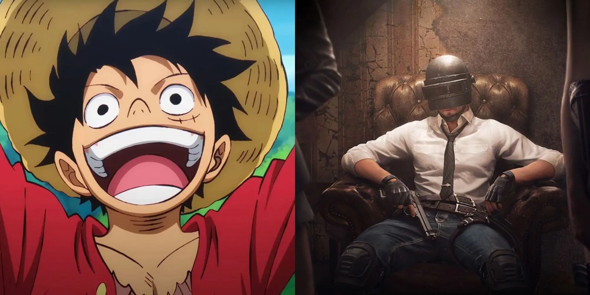 Biểu tượng mũ rơm của Luffy trong One Piece đặt trên cảnh bản đồ PUBG
