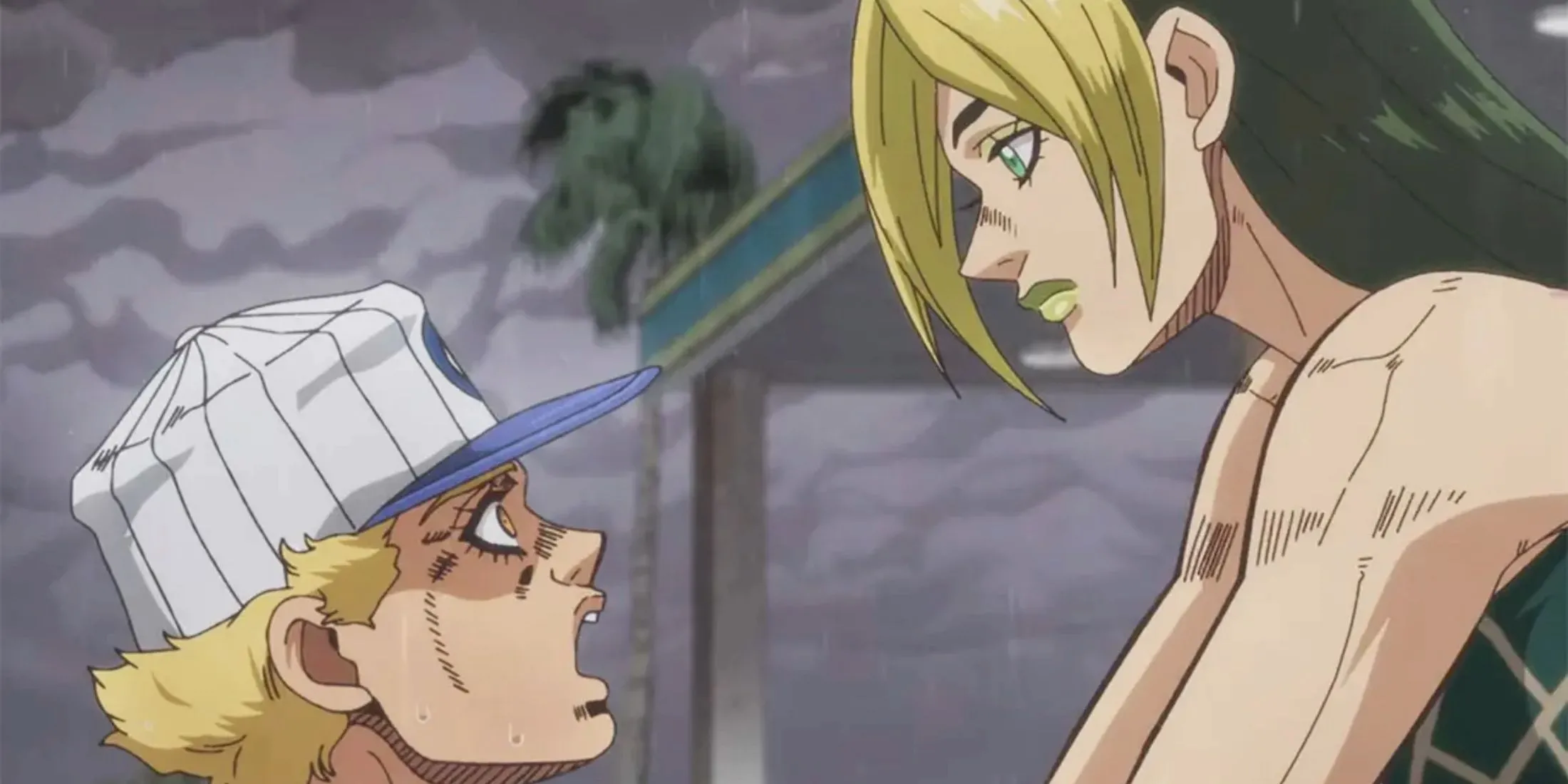 Các nhân vật Jojo's Bizarre Adventure: Stone Ocean trong cảnh kết thúc thay đổi thực tại.