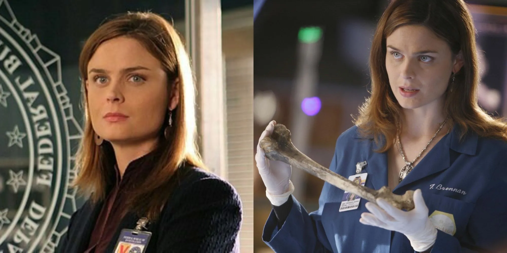 Dr. Temperance Brennan xem xét bộ xương hoặc bằng chứng pháp y