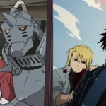 Edward và Alphonse Elric trong FMA Brotherhood, nhấn mạnh hành trình tìm lại cơ thể qua giả kim thuật
