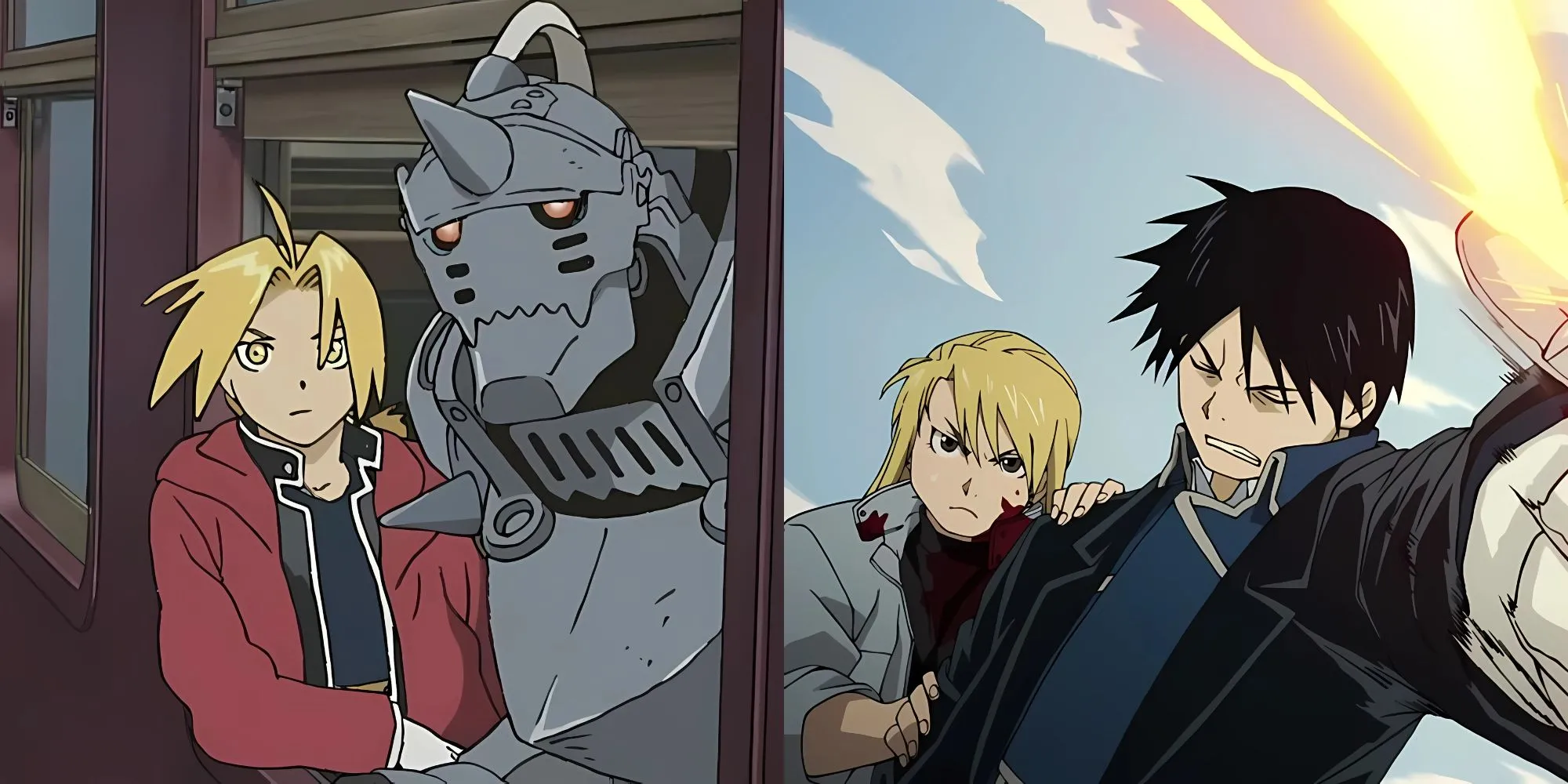 Edward và Alphonse Elric trong FMA Brotherhood, nhấn mạnh hành trình tìm lại cơ thể qua giả kim thuật