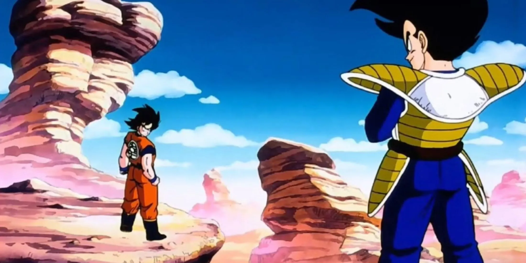 Goku và Vegeta đối đầu trong trận chiến đầu tiên của họ trong Dragon Ball Z trên Trái Đất