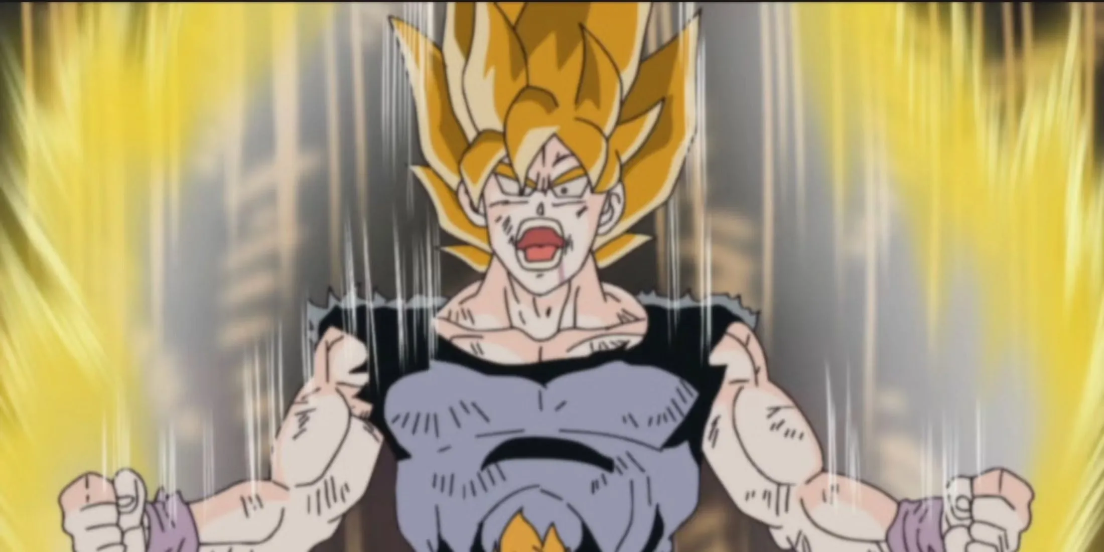 Goku với hào quang Super Saiyan đầy sức mạnh đối mặt với kẻ thù trên hành tinh Namek trong Dragon Ball Z