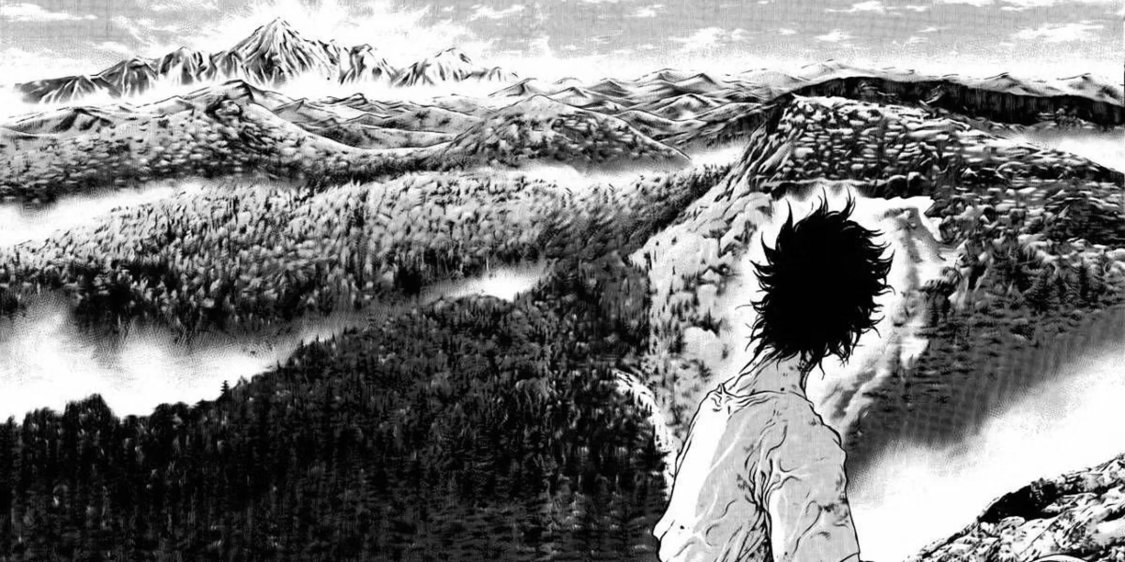 Hình ảnh nhân vật Buntaro Mori đang leo núi trong manga The Climber, một tác phẩm seinen thể thao và kịch tính tập trung vào tâm lý