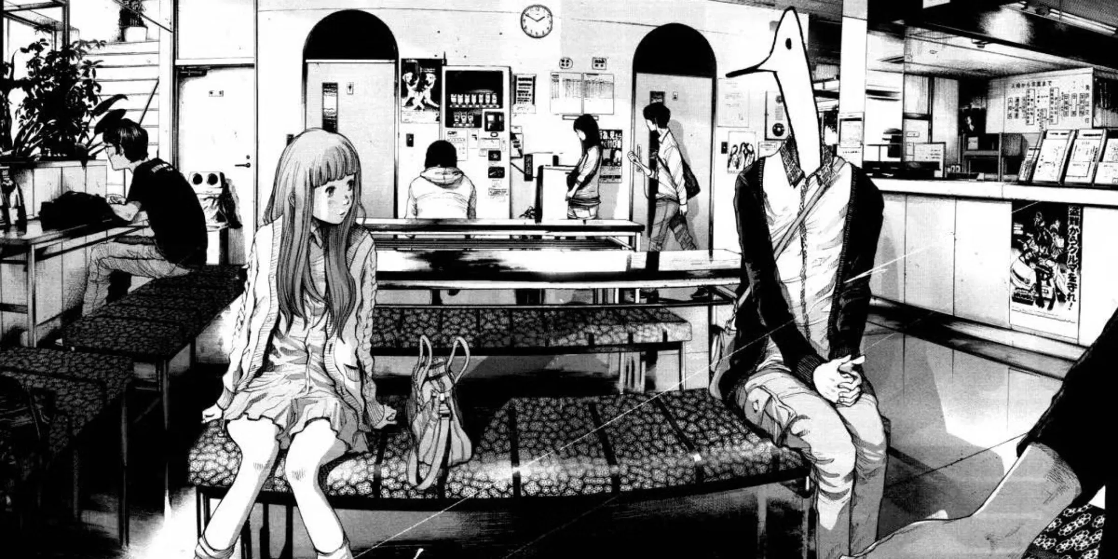 Hình ảnh nhân vật Punpun ở dạng hình chim cách điệu từ manga Oyasumi Punpun, một tác phẩm đời thường đầy tính thử nghiệm về sự cô đơn và trưởng thành