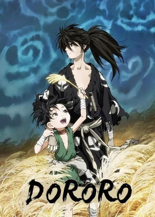 Hình ảnh quảng bá anime Dororo với Hyakkimaru và Dororo giữa cánh đồng lúa mì