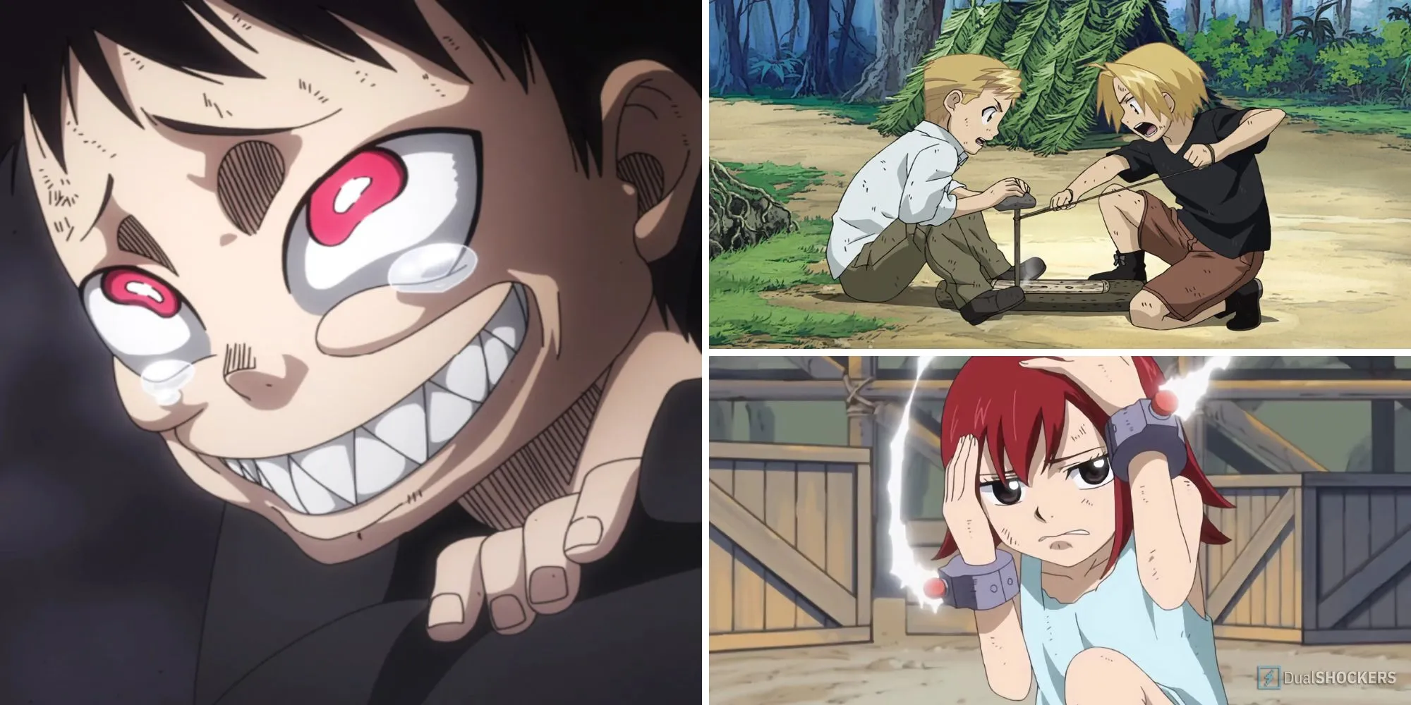 Hình ảnh tổng hợp các nhân vật anime nổi tiếng (Luffy, Naruto, Denji, Guts) đã trải qua tuổi thơ khó khăn và học cách vượt qua nghịch cảnh