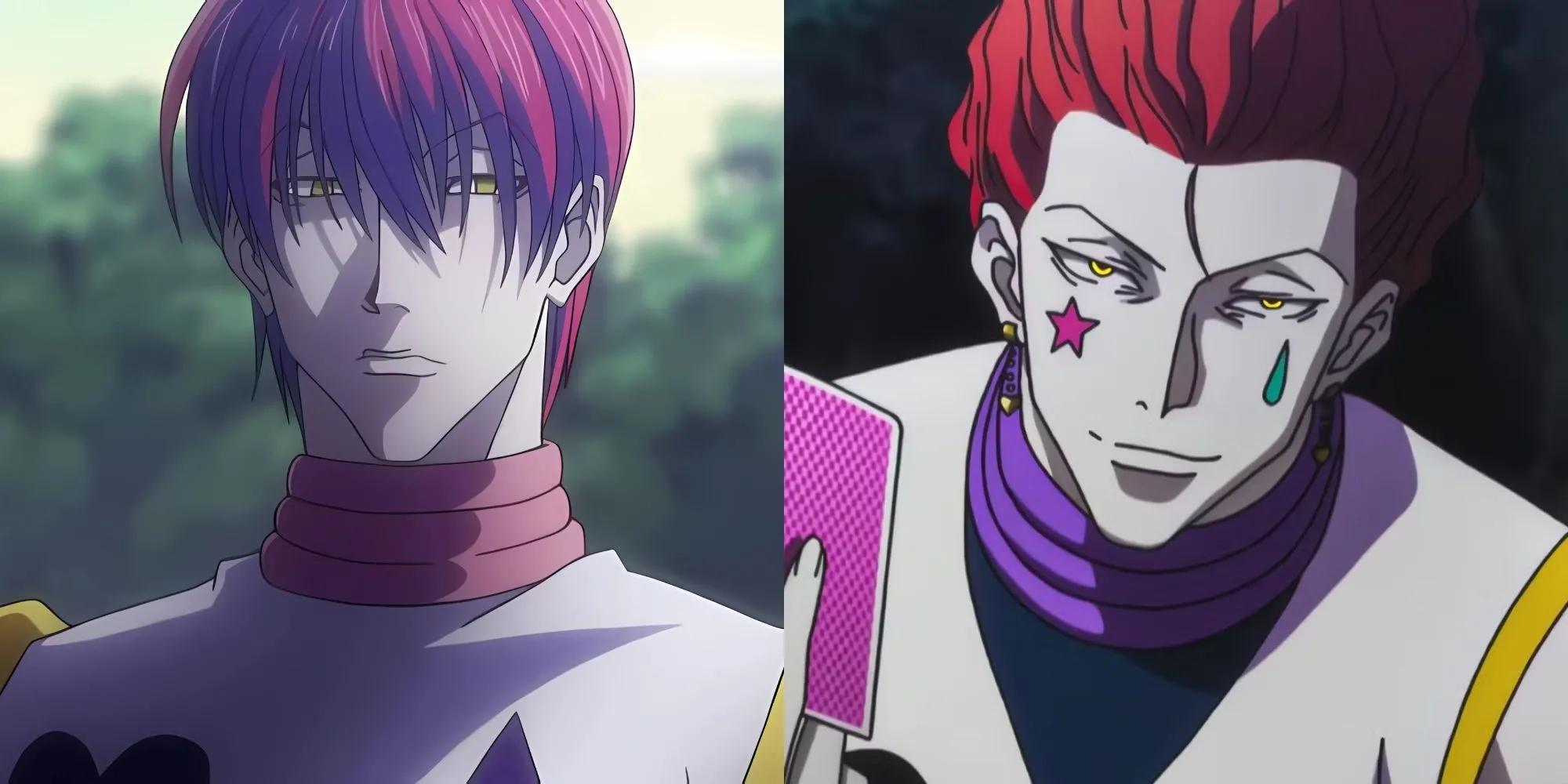 Hisoka Morow trong series Hunter x Hunter với nụ cười đáng sợ