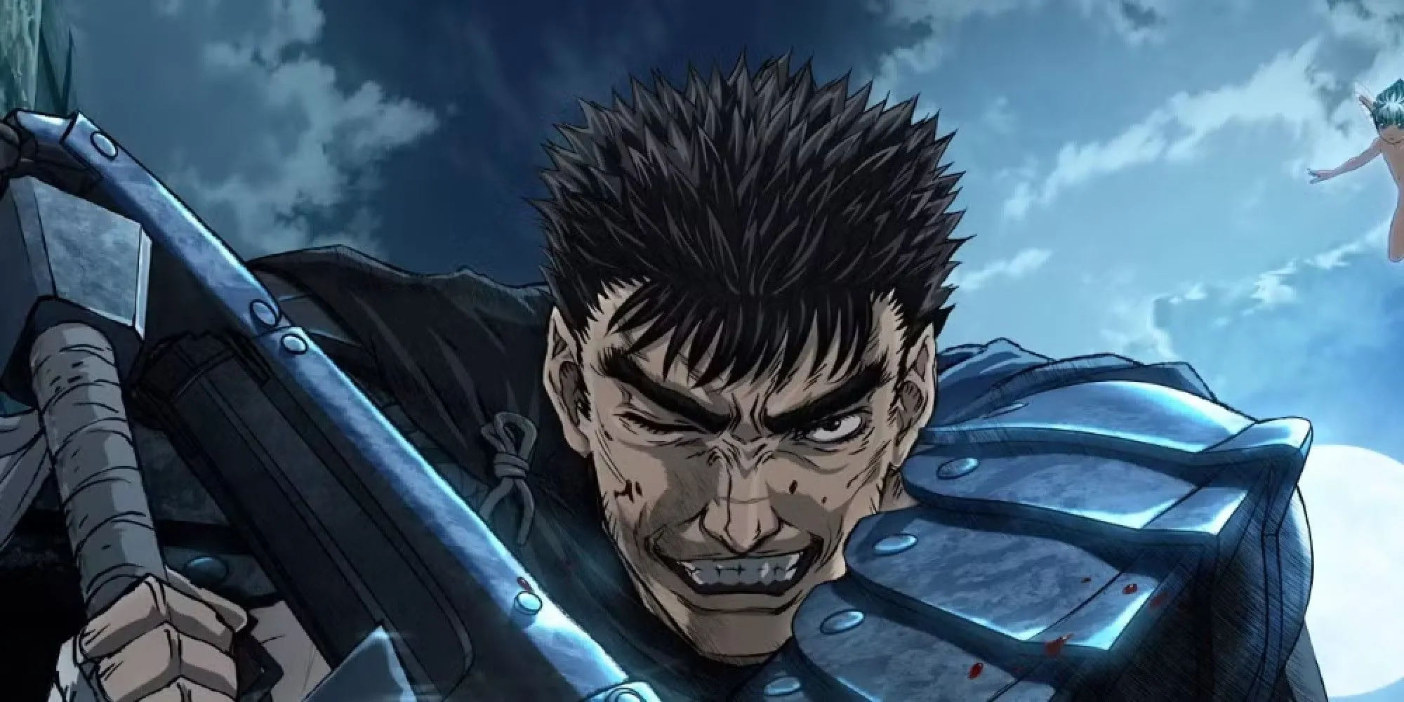 Kiếm sĩ Guts cầm thanh Dragon Slayer đồ sộ trong anime Berserk