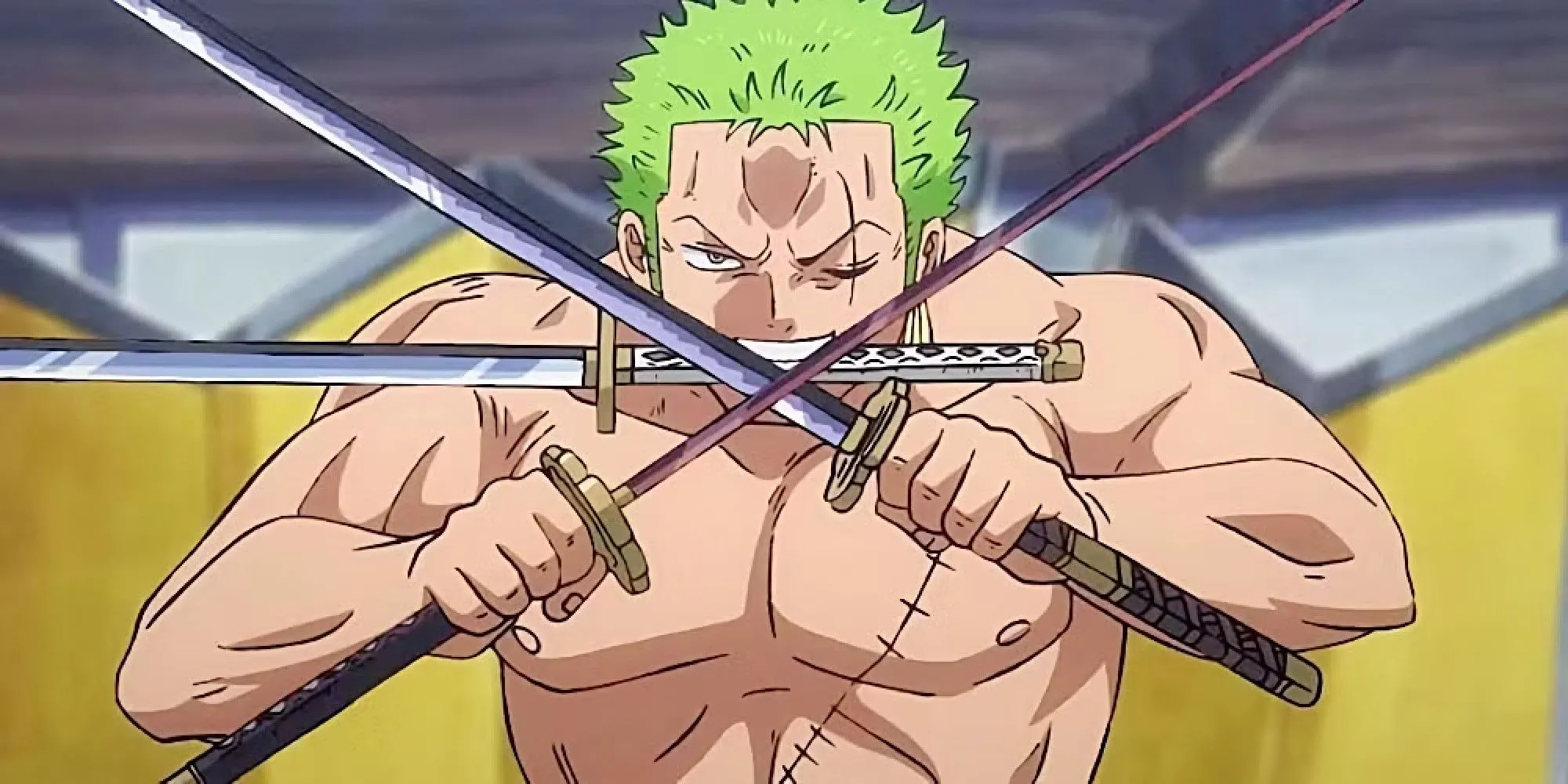 Kiếm sĩ Tam Kiếm Phái Roronoa Zoro, thành viên băng Hải Tặc Mũ Rơm trong anime One Piece