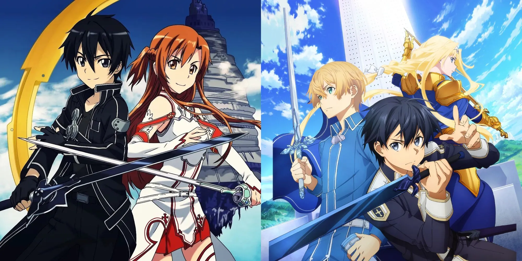 Kirito cầm Hắc Kiếm Elucidator trong thế giới ảo Aincrad của Sword Art Online