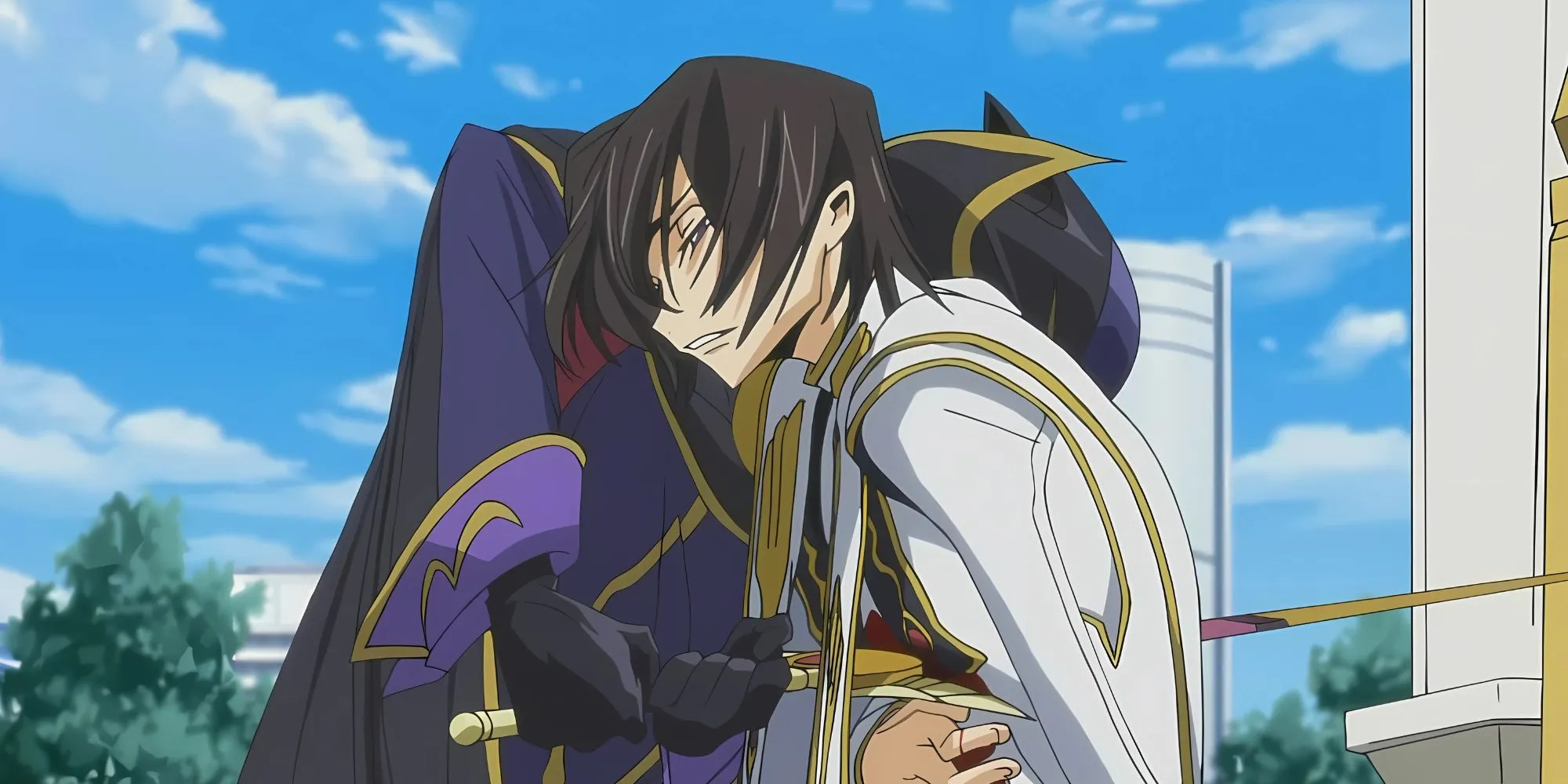 Lelouch trong trang phục Zero, thực hiện Kế hoạch Zero Requiem trong Code Geass.