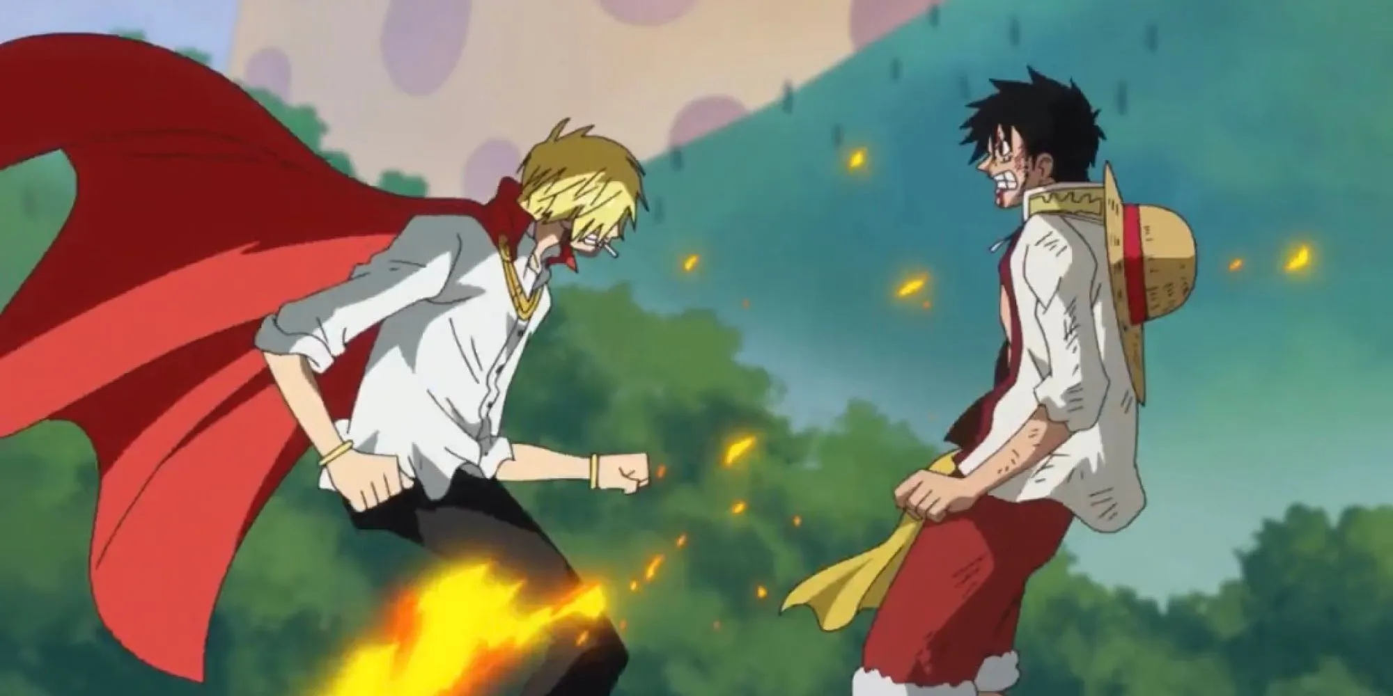 Luffy đối thoại với Sanji trên Đảo Whole Cake