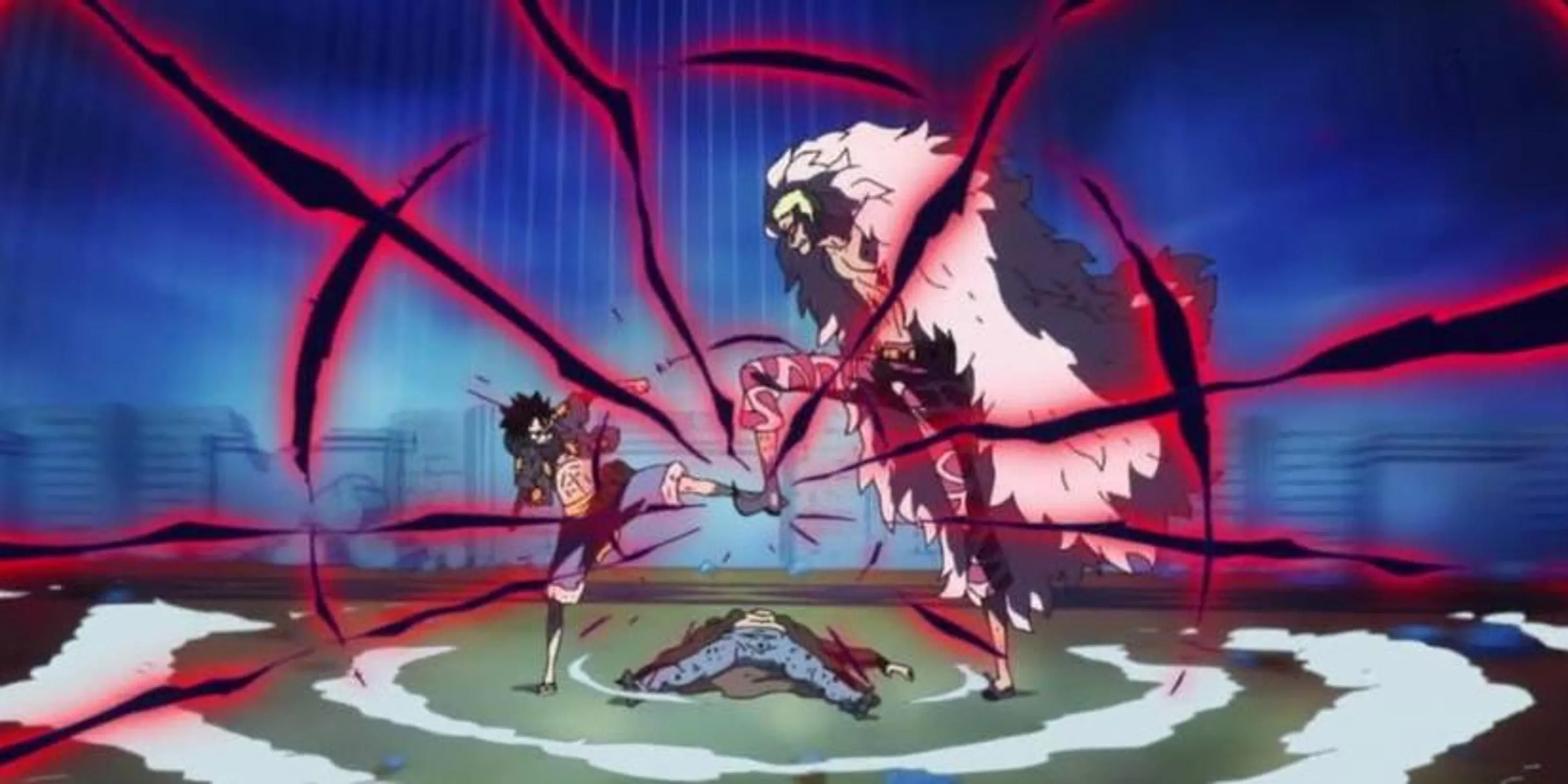 Luffy ngăn chặn Doflamingo bằng Súng Voi Đế Vương