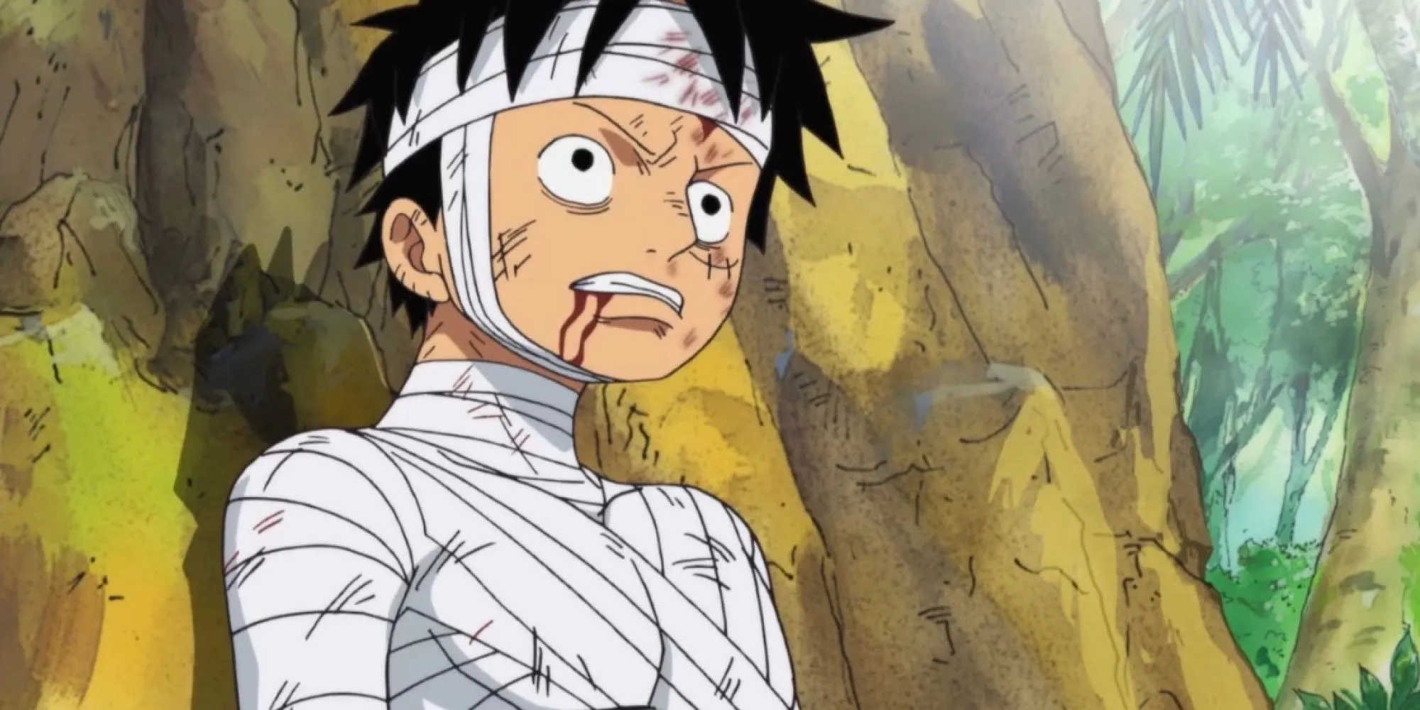 Luffy sau trận Marineford được Jimbei an ủi