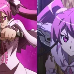 Mine trong bộ anime Akame ga Kill cầm khẩu súng bắn tỉa Pumpkin màu hồng