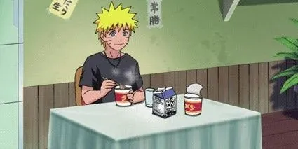 Naruto Uzumaki lặng lẽ ngồi ăn mì ramen một mình trong quán