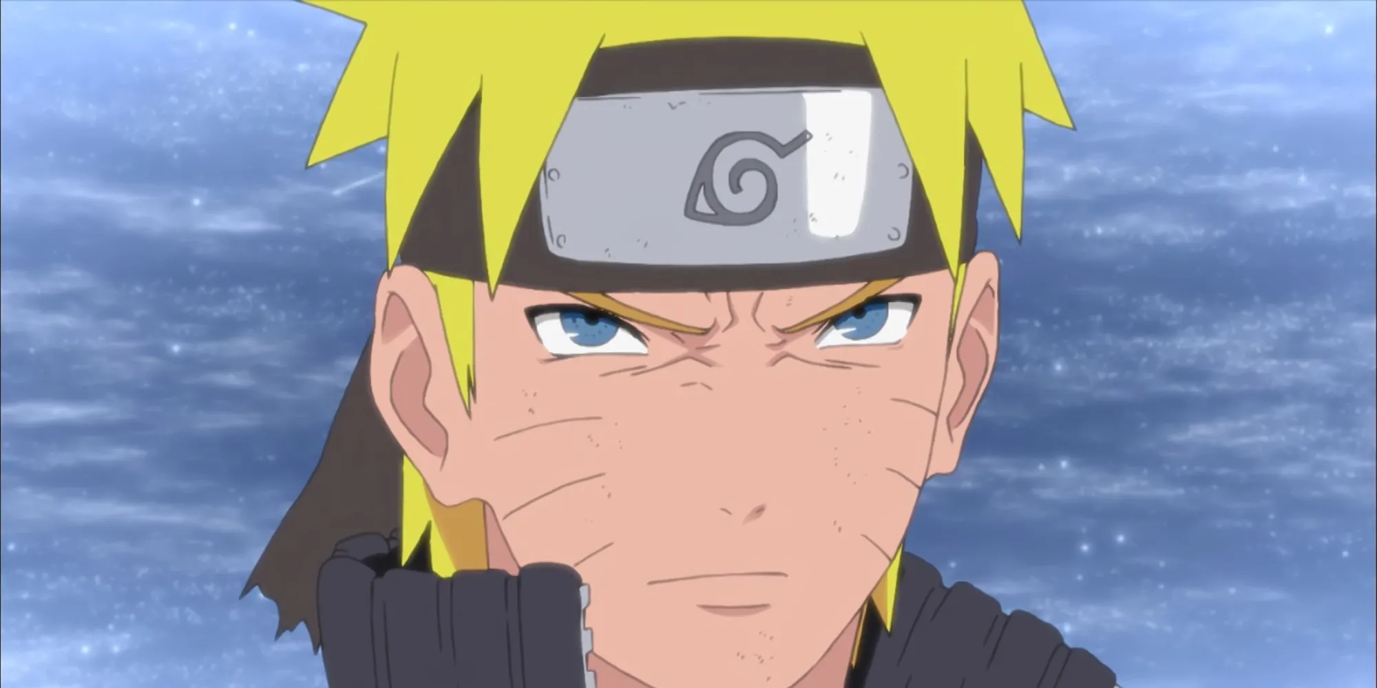 Naruto Uzumaki, nhân vật chính của series, với biểu cảm suy tư
