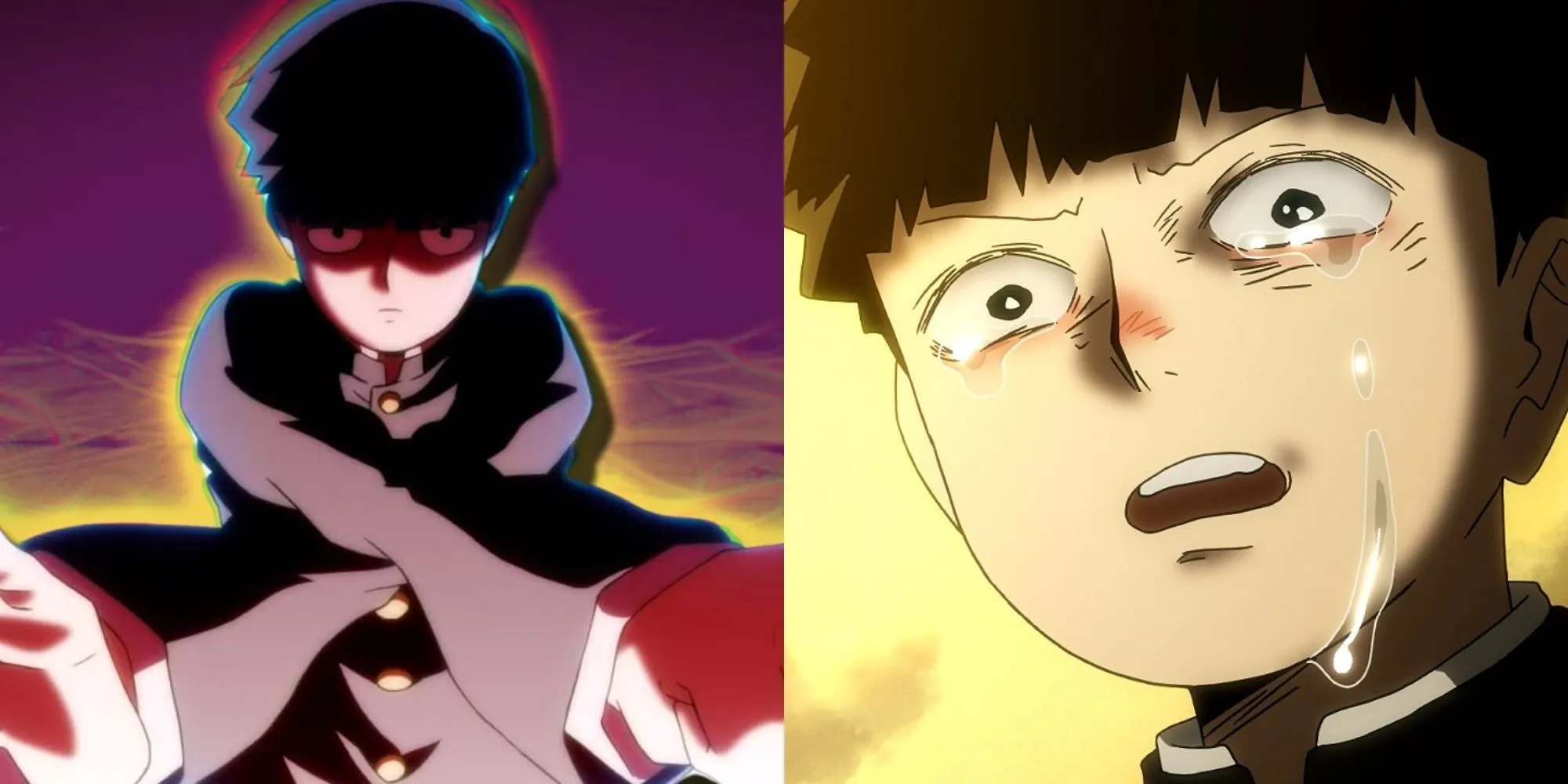 Nhân vật chính Mob Kageyama với biểu cảm trầm ngâm, thể hiện sự phát triển nội tâm trong Mob Psycho 100.