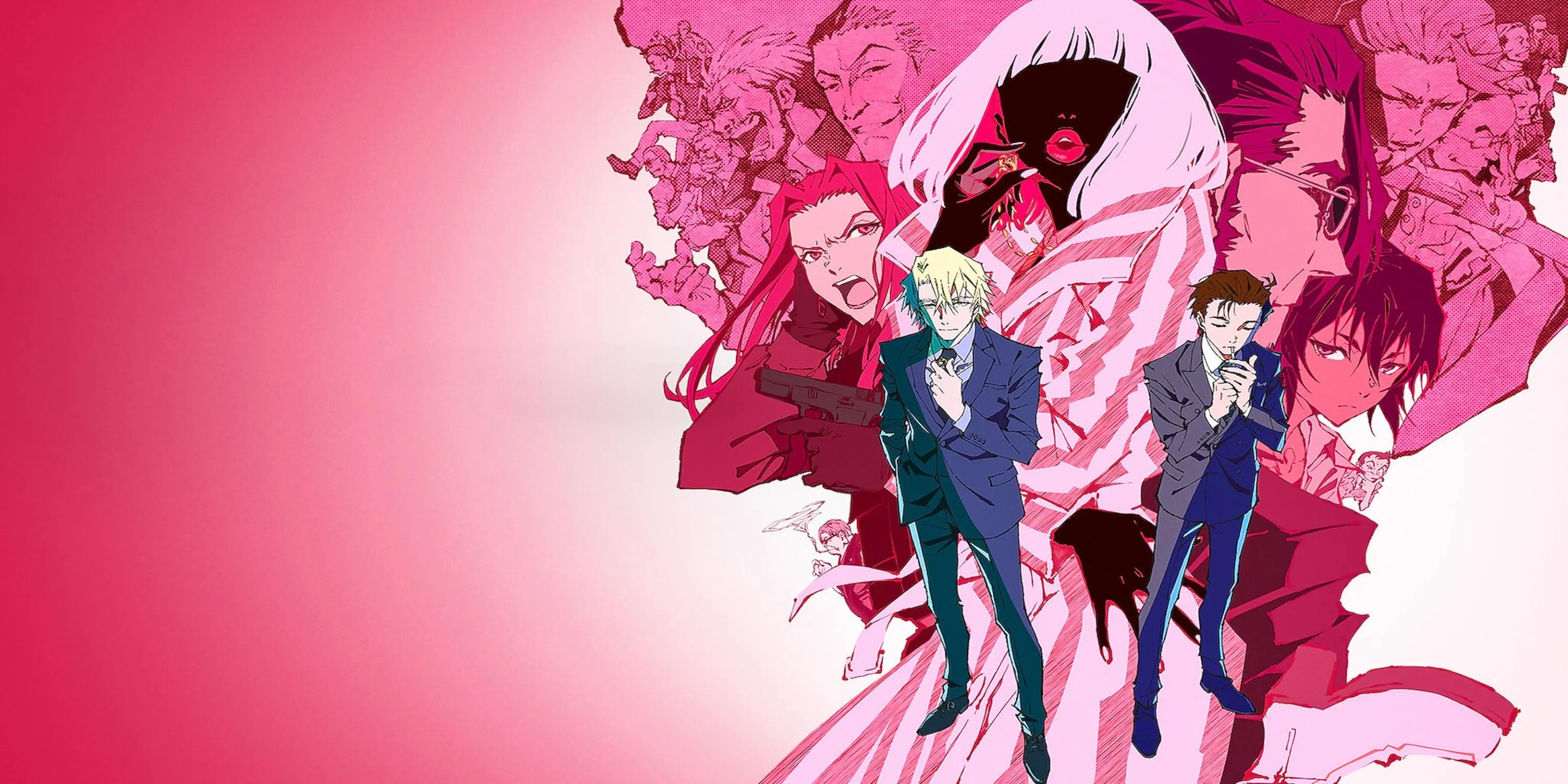 Nhóm lừa đảo chuyên nghiệp bao gồm Makoto, Laurent, Abigail và Paula trong anime Great Pretender.