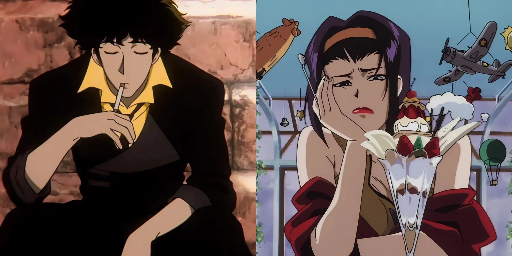Nhóm phi hành đoàn tàu Bebop trong Cowboy Bebop: Spike, Jet, Faye, Ed, Ein, thể hiện tinh thần phiêu lưu không gian