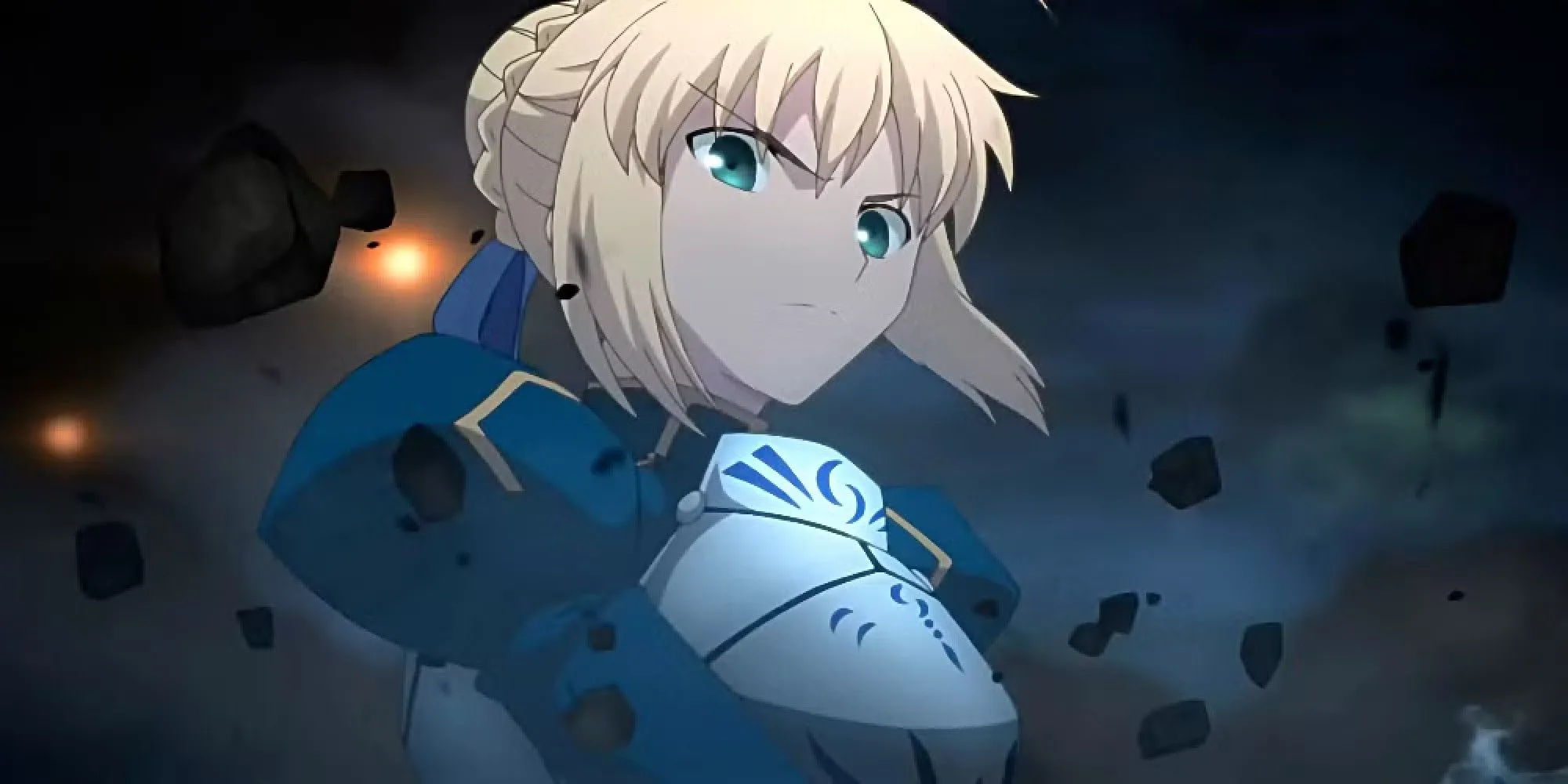 Nữ kiếm sĩ Artoria Pendragon (Saber) trong bộ giáp từ anime Fate/Stay Night