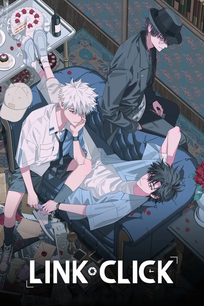 Poster chính thức của anime Link Click, làm nổi bật yếu tố thời gian và ký ức.