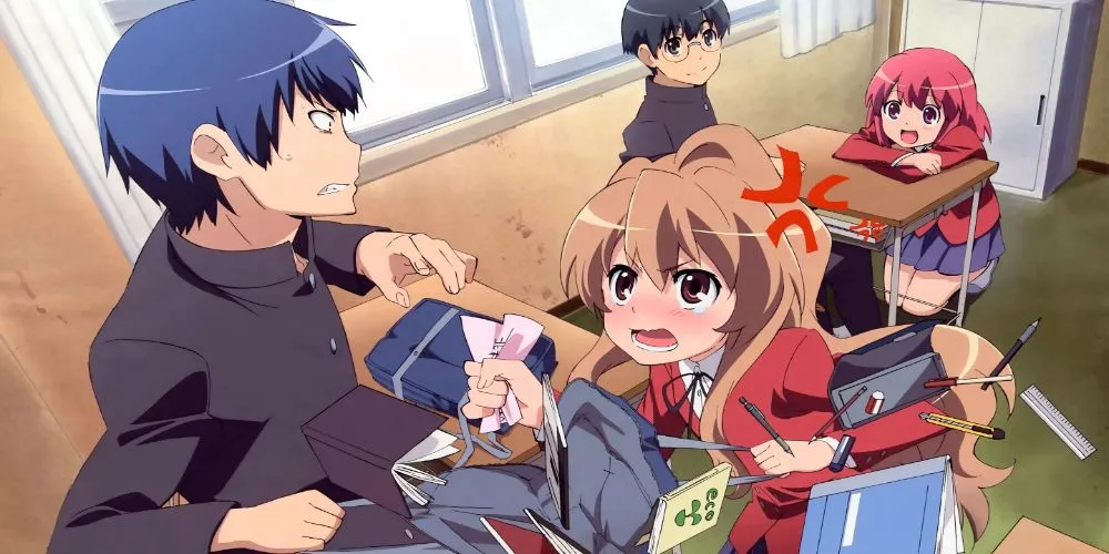 Ryuji và Taiga nhìn nhau trong Toradora!