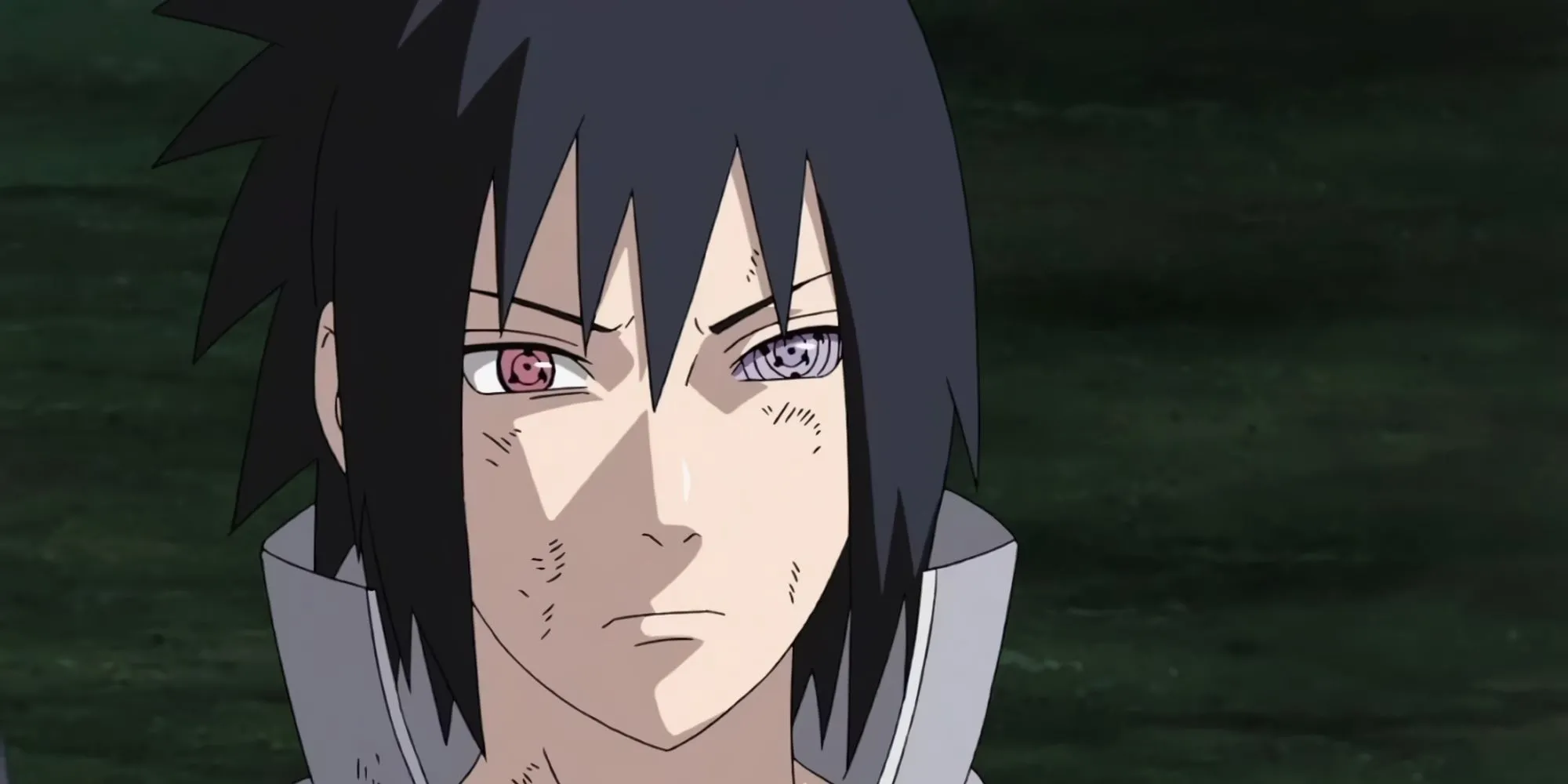 Sasuke Uchiha với cả Sharingan và Rinnegan, thể hiện sức mạnh đỉnh cao