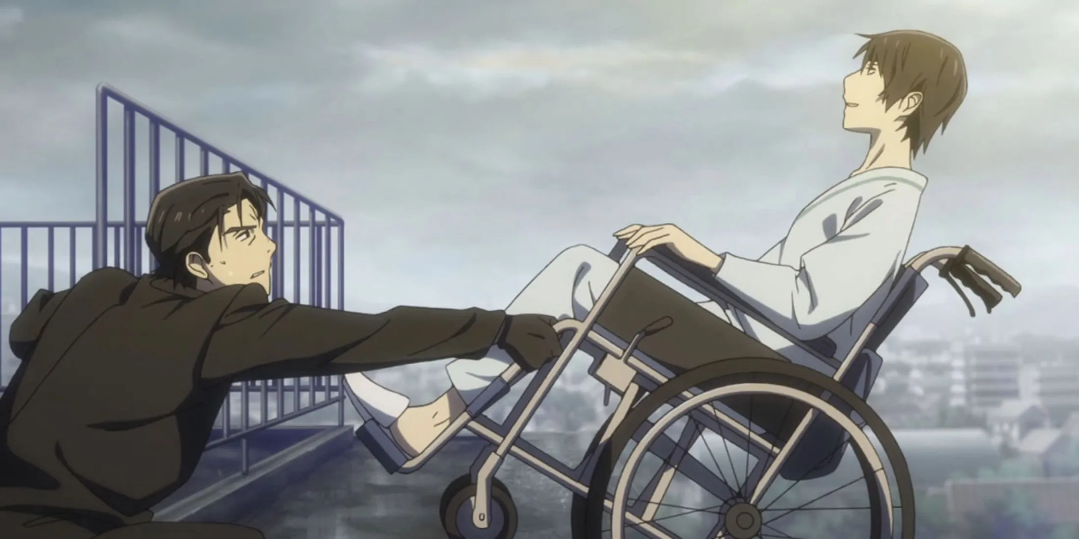 Satoru Fujinuma trong cảnh kết thúc ấm áp và hạnh phúc của anime Erased.