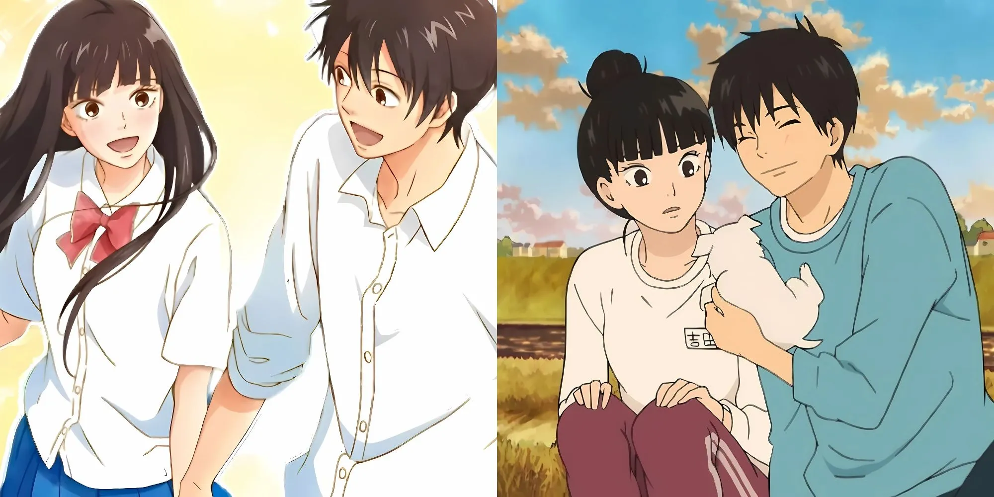 Shota Kazehaya tươi cười nhìn Sawako Kuronuma rụt rè trong anime Kimi ni Todoke, đại diện cho cặp đôi 'trái dấu' mang đến hy vọng