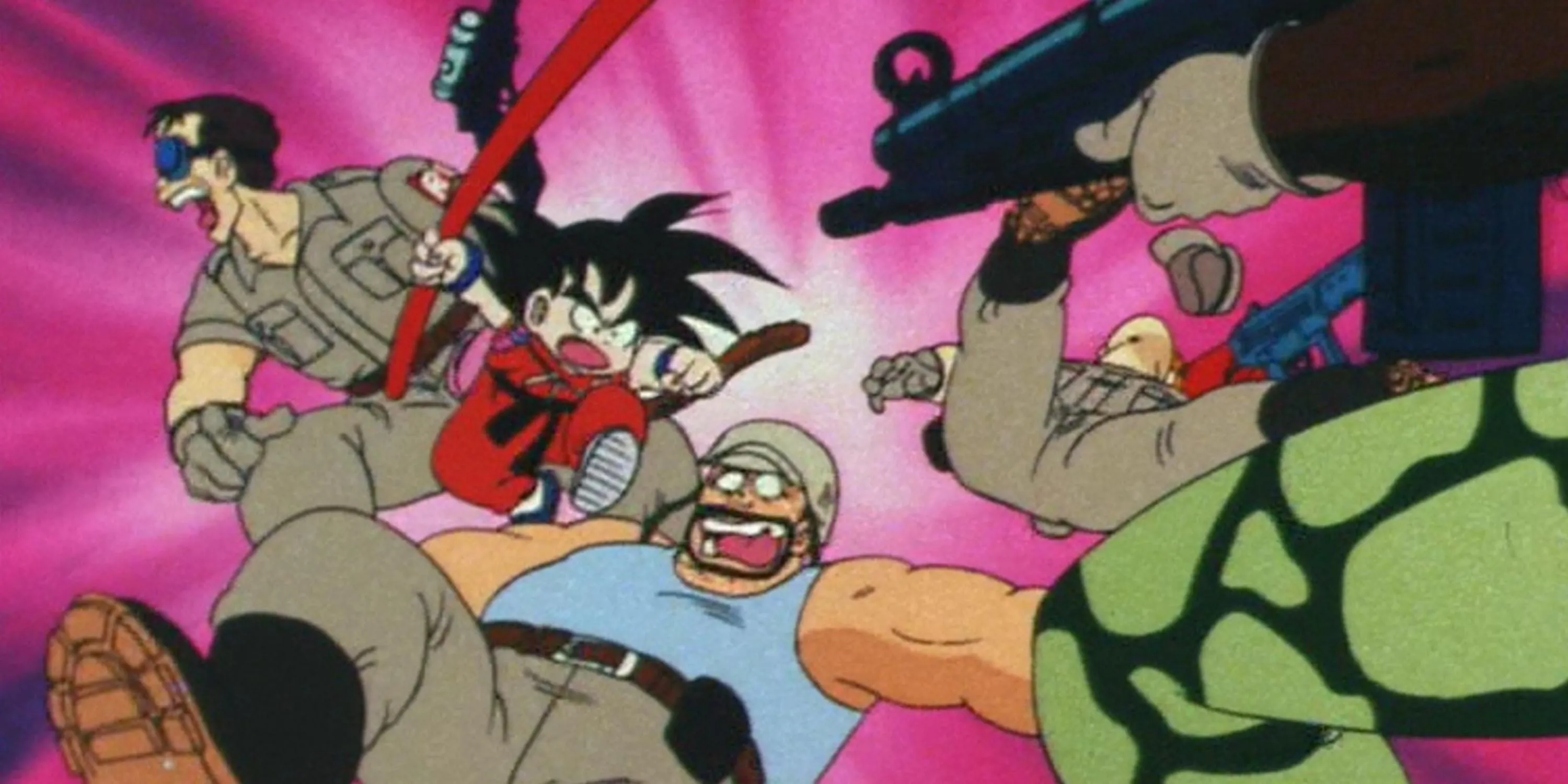Son Goku thời trẻ đối đầu với toàn bộ Đội quân Red Ribbon trong Dragon Ball