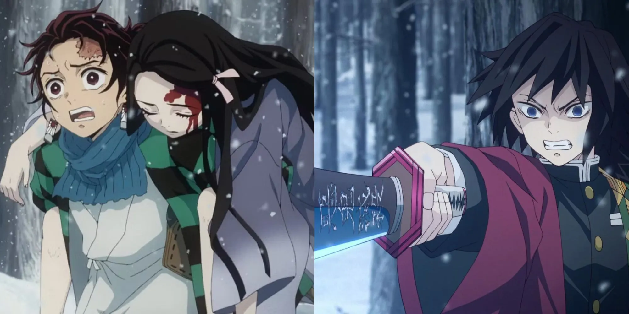 Tanjiro Kamado bảo vệ em gái Nezuko trong trận chiến sinh tử ở tập 1 Demon Slayer: Kimetsu no Yaiba