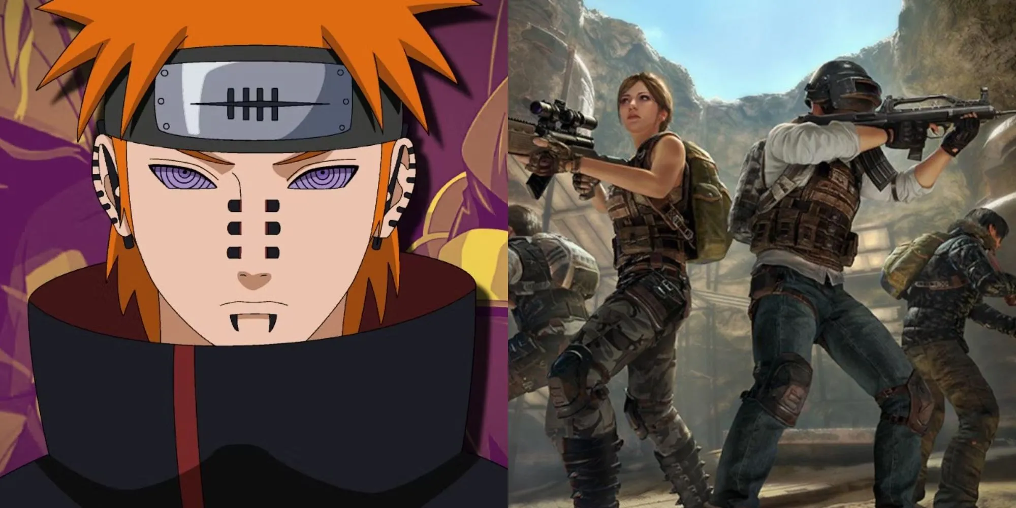 Thành viên Akatsuki từ Naruto trên nền bản đồ Erangel của PUBG