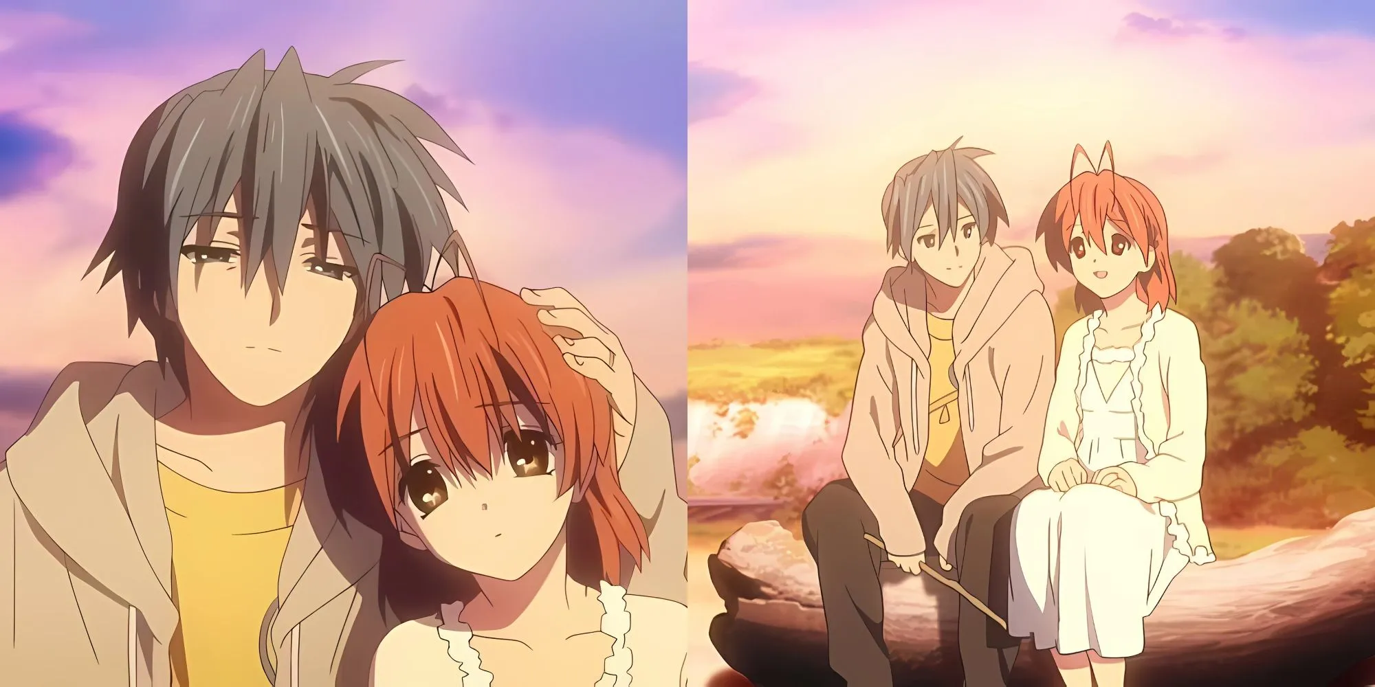 Tomoya Okazaki và Nagisa Furukawa chia sẻ khoảnh khắc yên bình trong anime Clannad, minh họa cặp đôi 'trái dấu' tìm thấy ý nghĩa cuộc đời