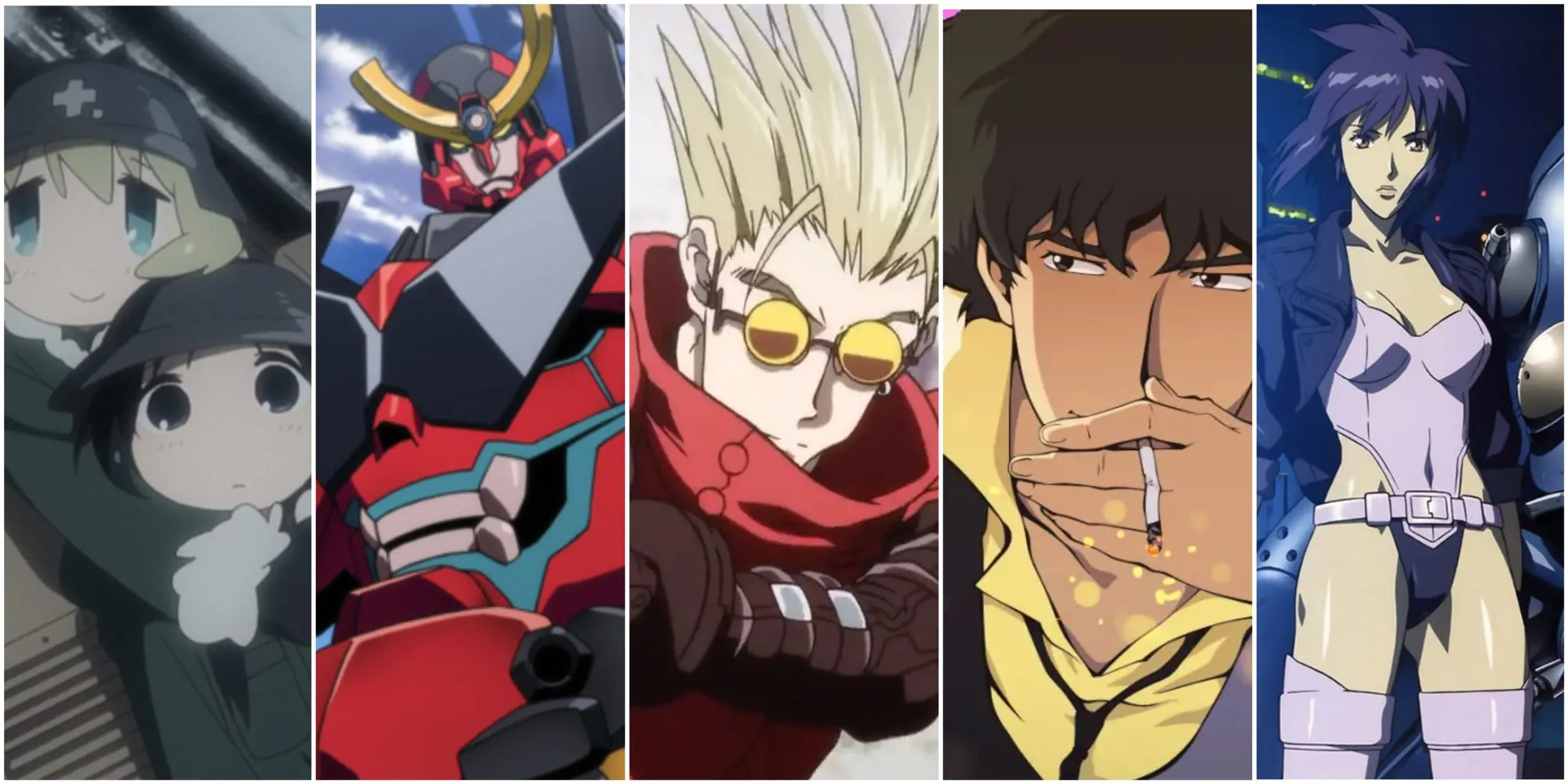 Tuyển tập các anime lấy bối cảnh tương lai, trong đó có Ghost in the Shell và Cowboy Bebop.