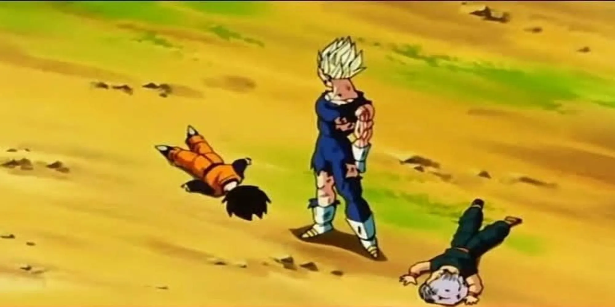 Vegeta hạ gục Trunks và Goten trong Saga Majin Buu để bảo vệ các con