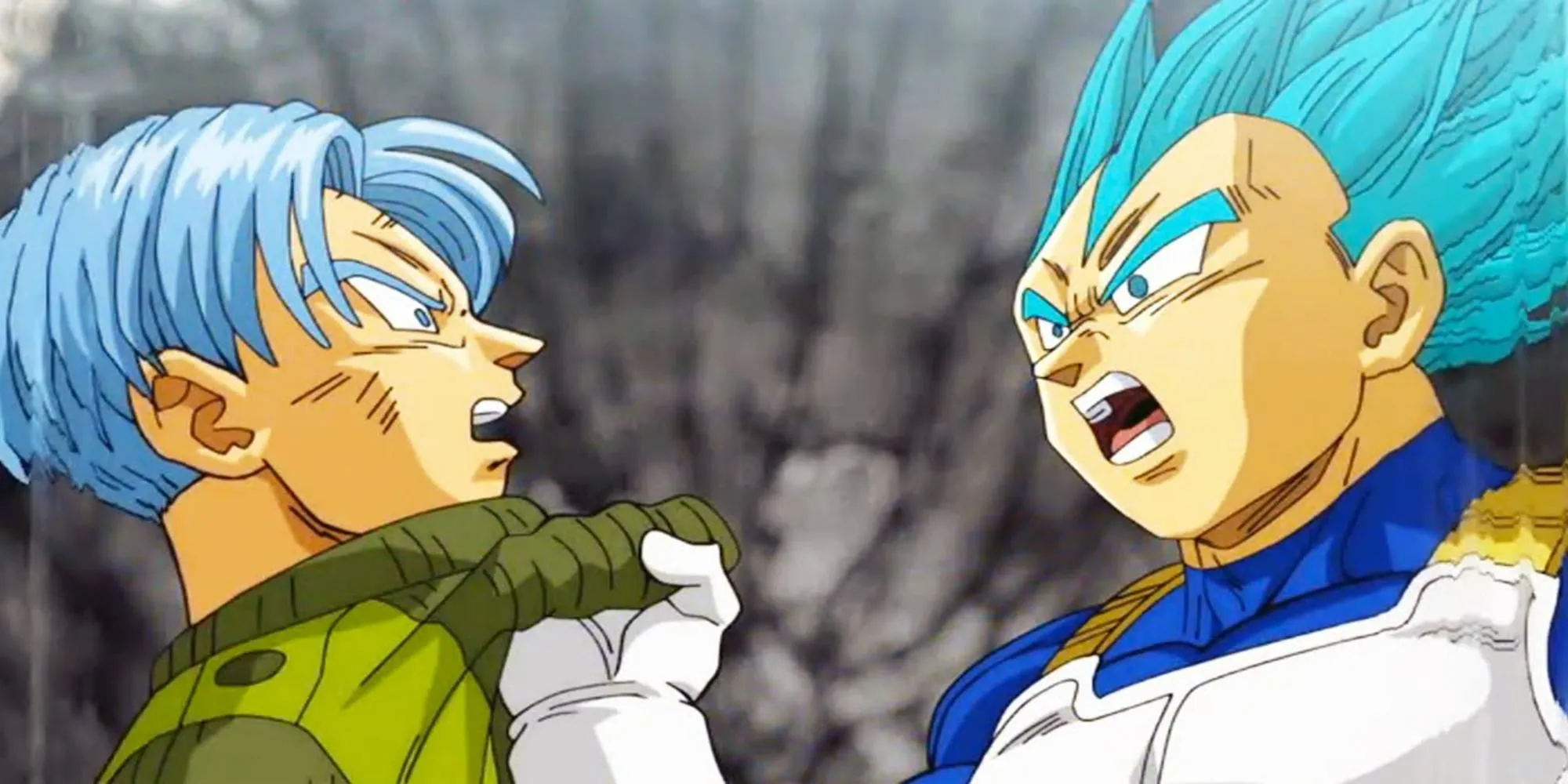 Vegeta ôm Tương lai Trunks, thể hiện mối liên kết cha con xuyên thời gian