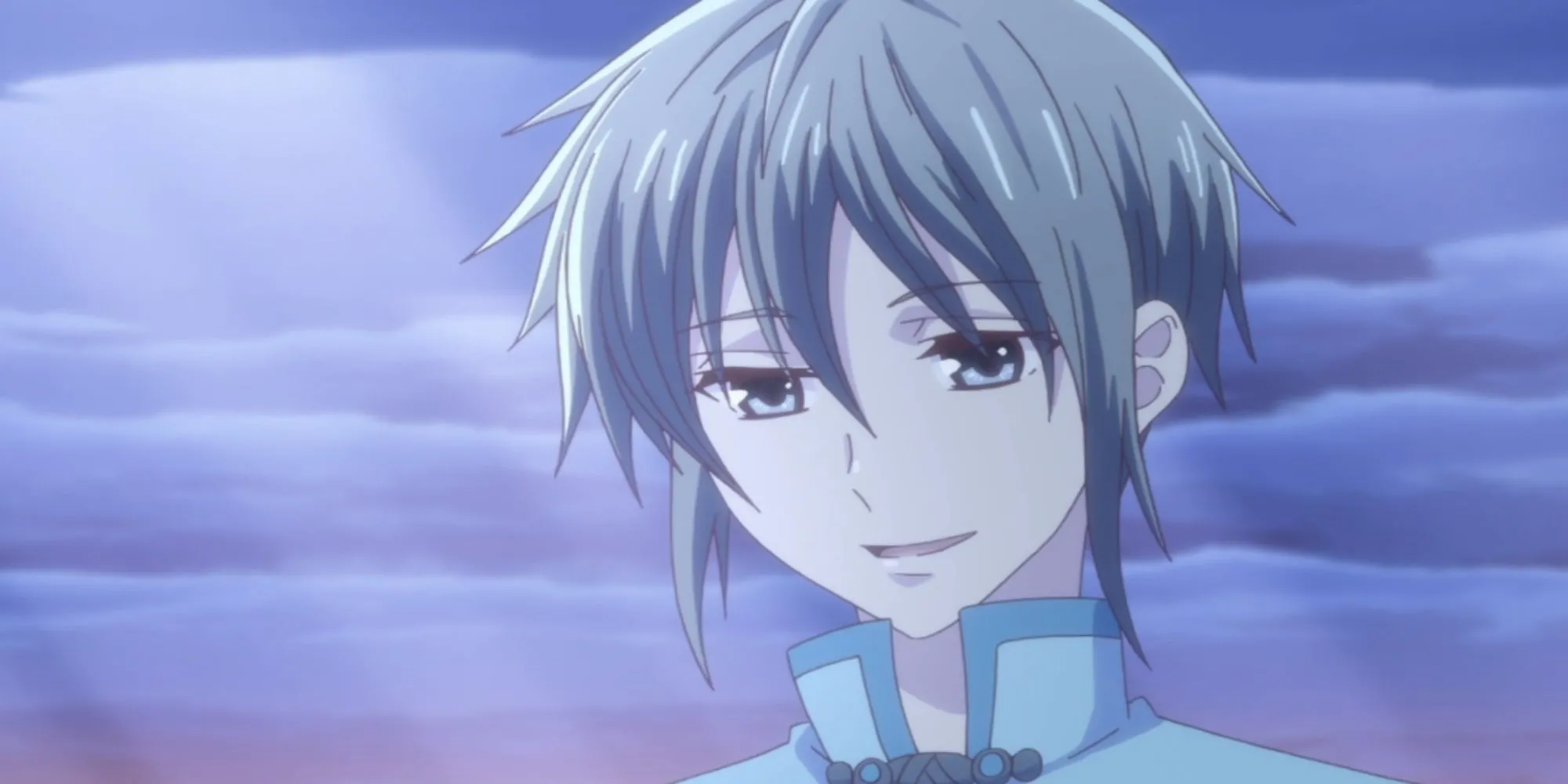Yuki Sohma từ Fruits Basket đang nhìn xuống và mỉm cười nhẹ nhàng, thể hiện sự trầm tư và trưởng thành