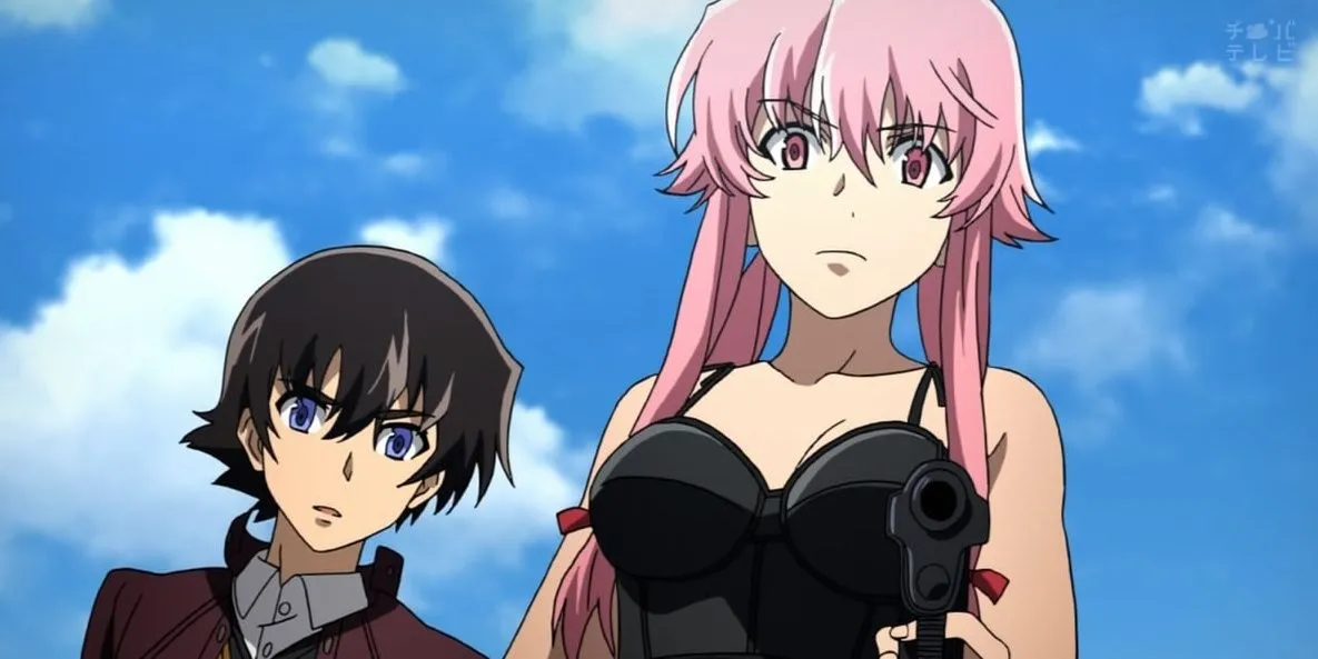 Yuno Gasai và Yukiteru Amano trong Future Diary, minh họa mối quan hệ phức tạp giữa tình yêu và sự ám ảnh