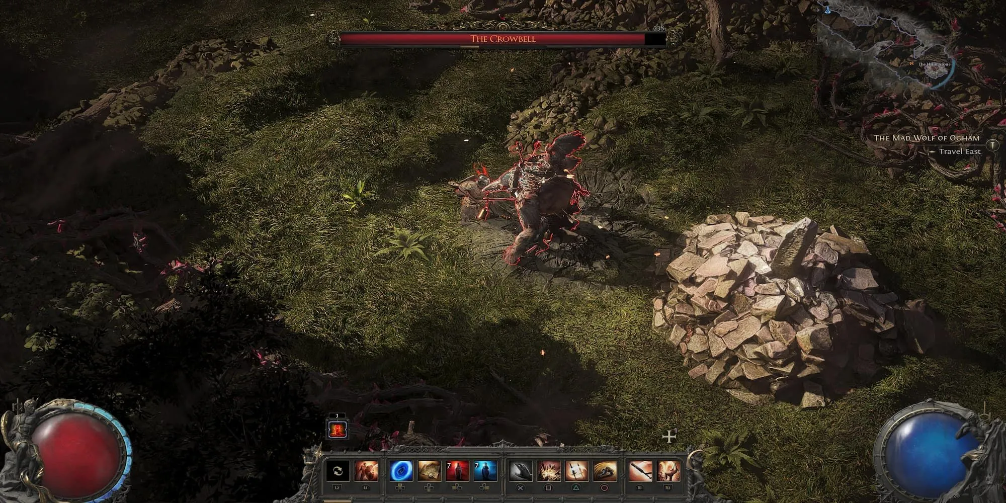 Người chơi Path of Exile 2 đối mặt với một trong những con trùm tùy chọn, minh họa độ khó thử thách