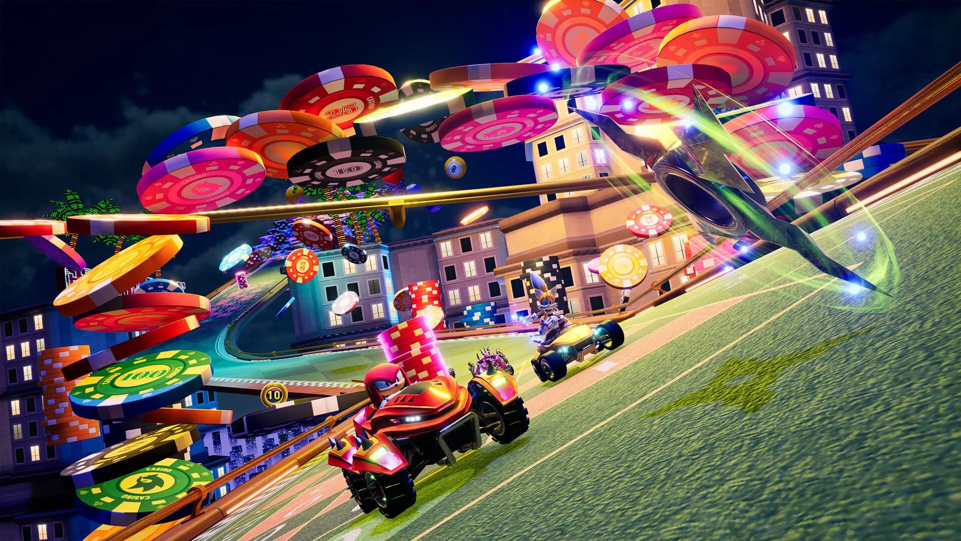 Shadow the Hedgehog và bạn bè sử dụng các kỹ năng đặc biệt trong cuộc đua sôi động của Sonic Racing CrossWorlds.