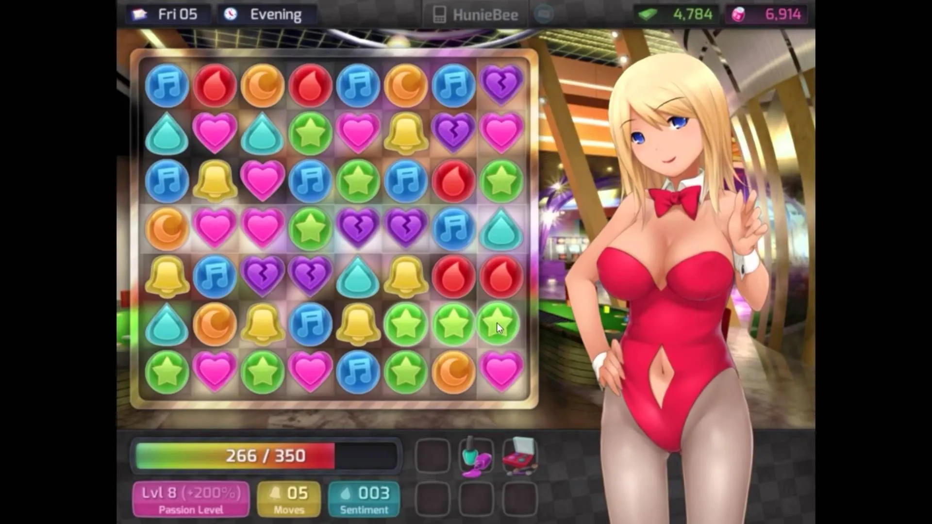 Cặp đôi nhân vật tương tác trong game HuniePop, biểu tượng của dòng game hẹn hò và nội dung người lớn