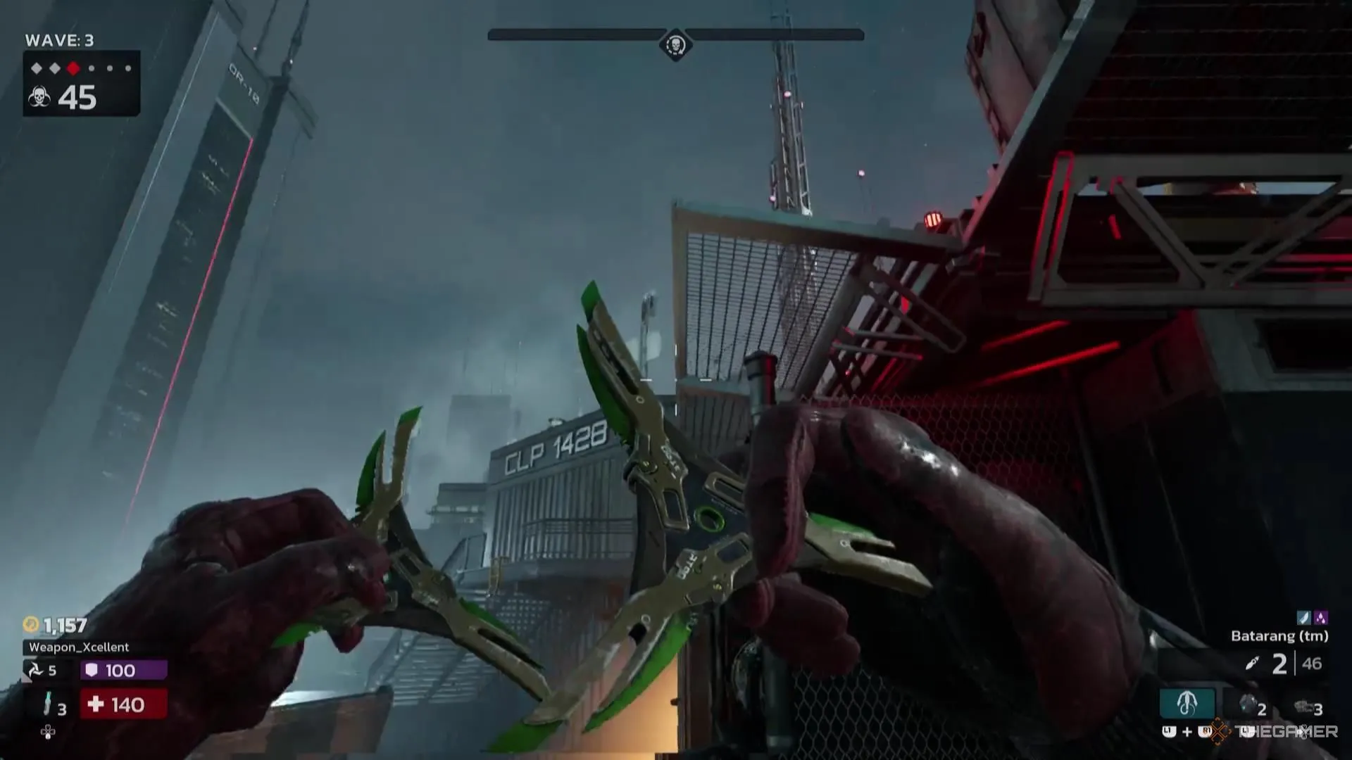 Cặp phi tiêu Shuriken xanh lục phát sáng trong Killing Floor 3, thể hiện vũ khí chuyên biệt và độc đáo.