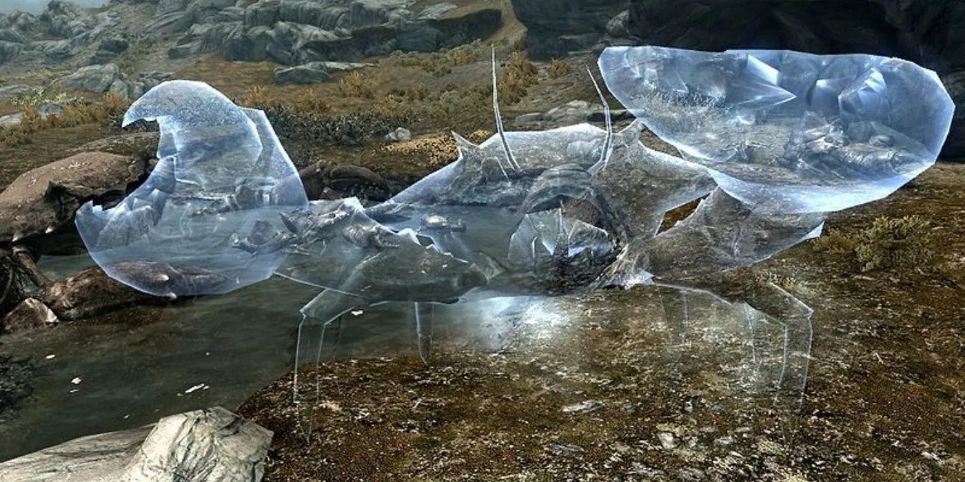 Cua bùn Hộ Vệ của Kyne trong Skyrim, một trong những linh thú thiêng liêng mà Dragonborn phải đối mặt trong nhiệm vụ Kyne's Sacred Trials.