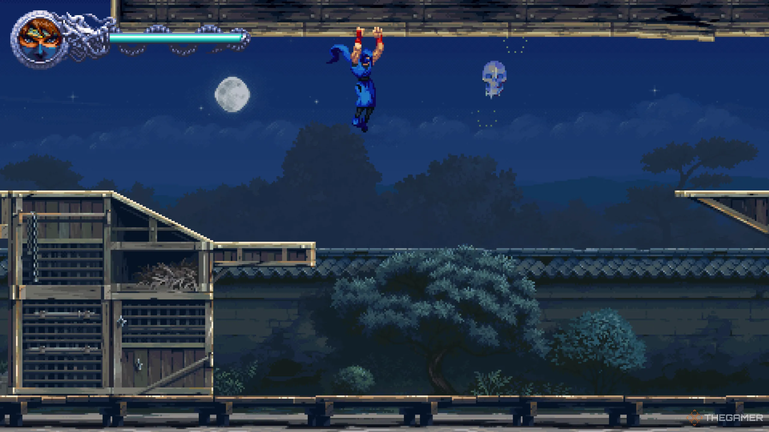Đầu Lâu Pha Lê duy nhất của màn 1-1, nằm ngay sau khi Ryu học được kỹ năng Guillotine Boost trong Ninja Gaiden Ragebound.