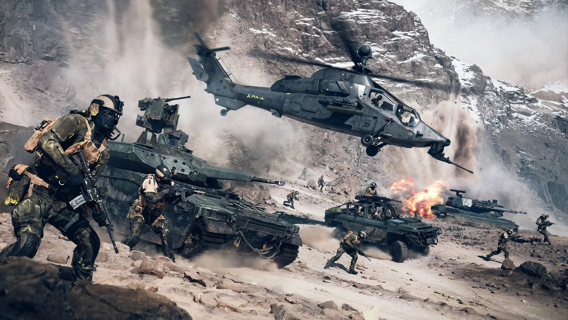 Đoàn quân và phương tiện chiến đấu của Battlefield 6 sẵn sàng xung trận, biểu tượng cho sự trở lại đầy hứa hẹn của thương hiệu.