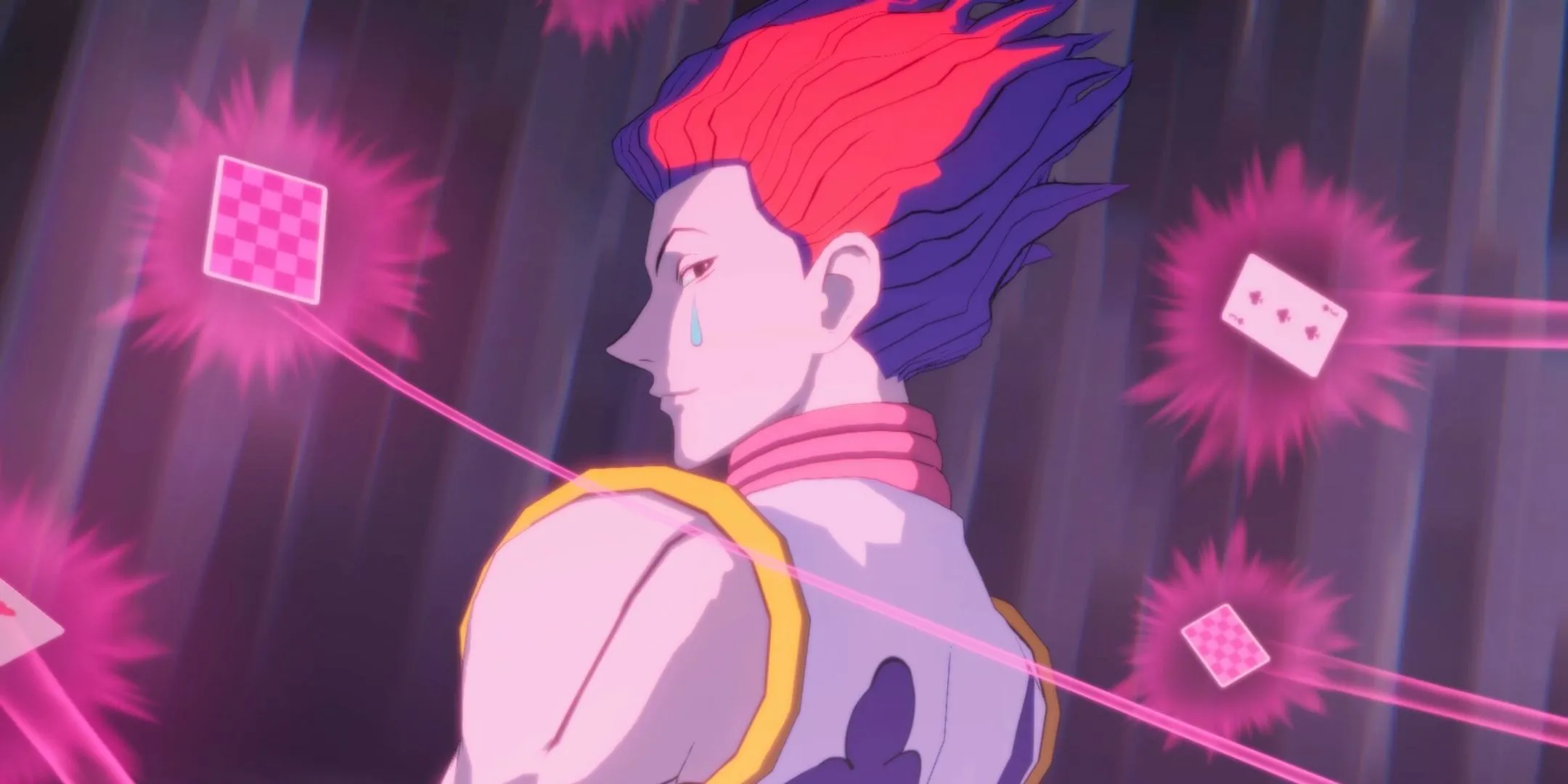 Hisoka, một trong những nhân vật được thiết kế độc đáo của Hunter x Hunter: Nen x Impact, thể hiện sự đa dạng và chiều sâu trong dàn đấu sĩ.
